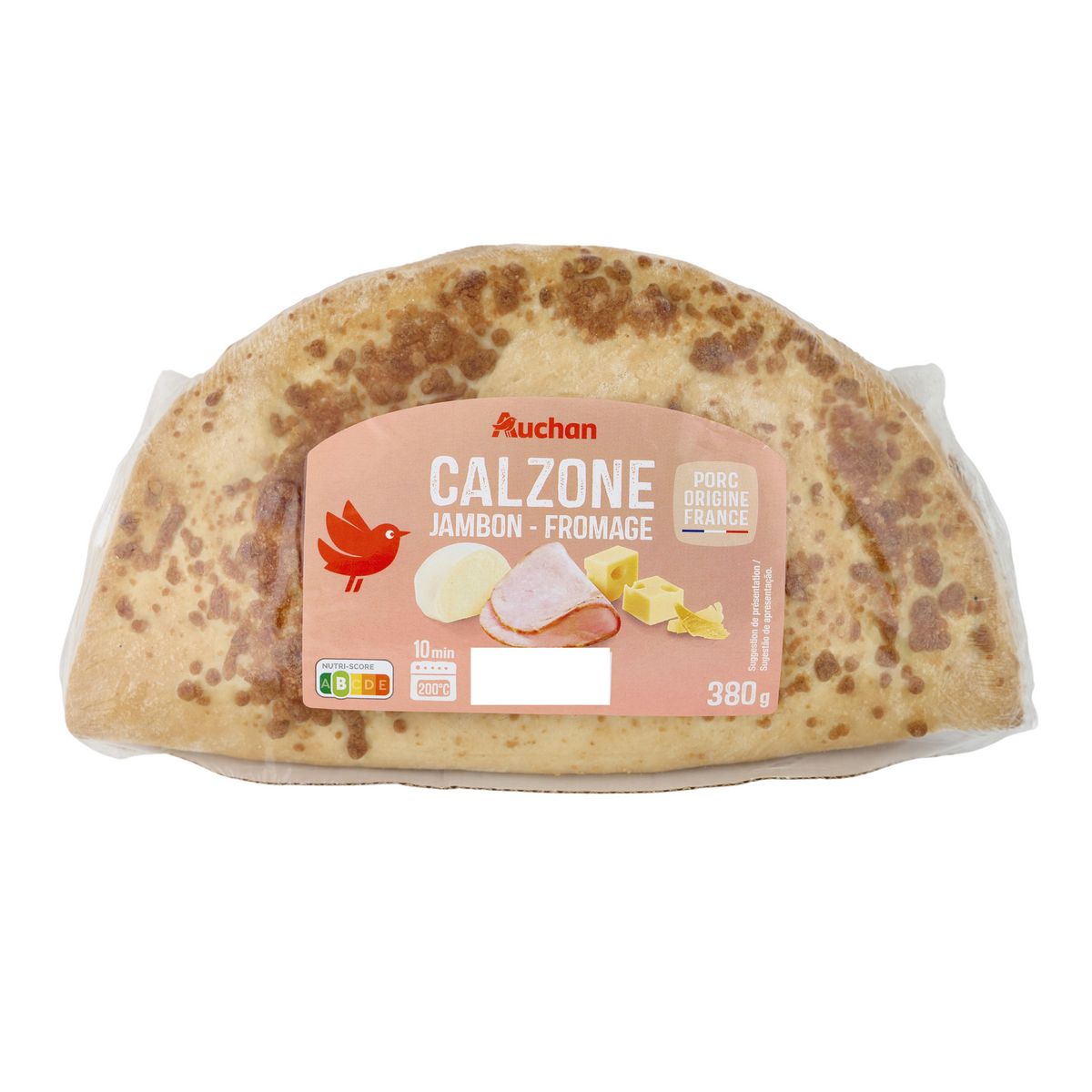 AUCHAN Calzone jambon fromage 1 pièce 380g