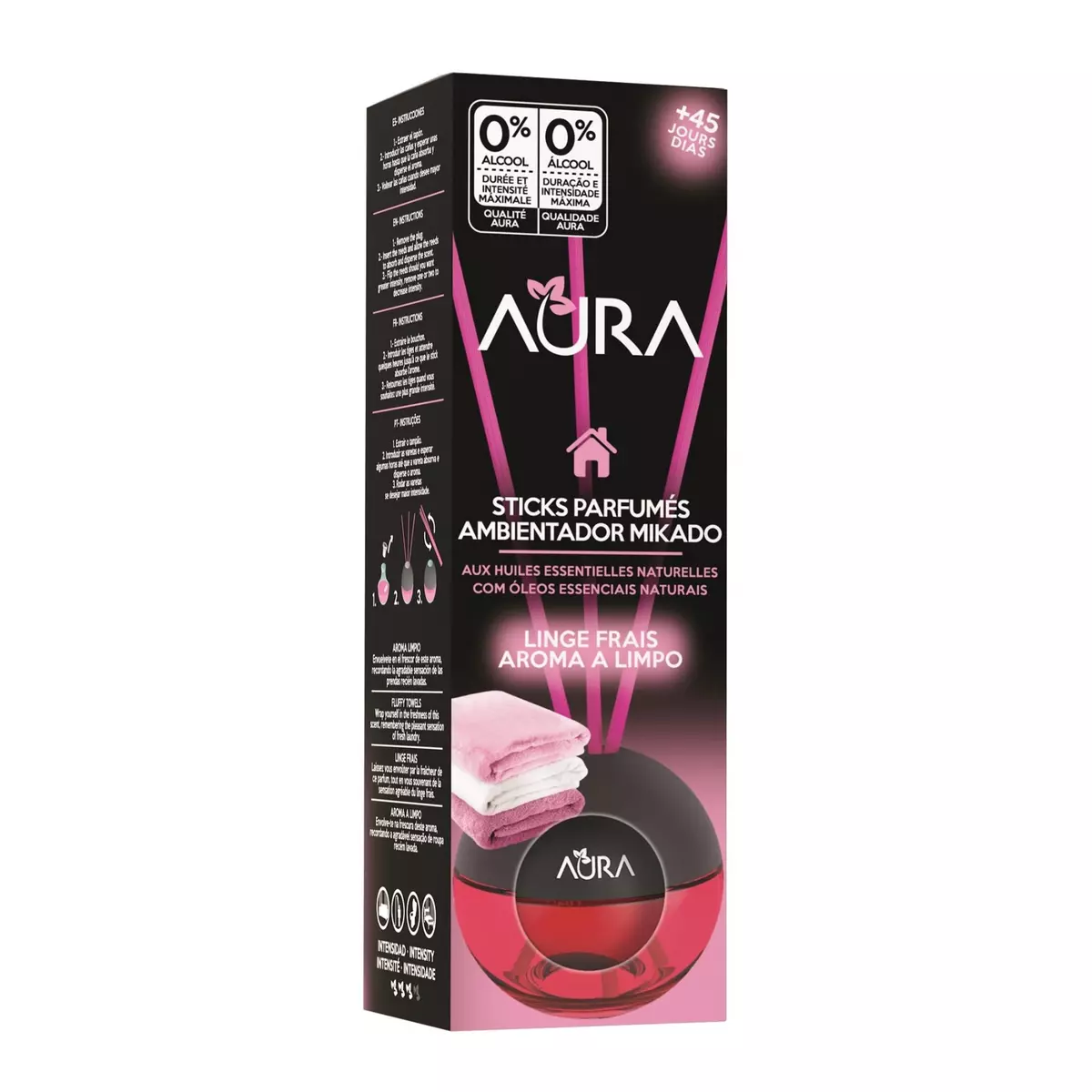 AURA Diffuseur sticks parfumés parfum linge frais 20ml