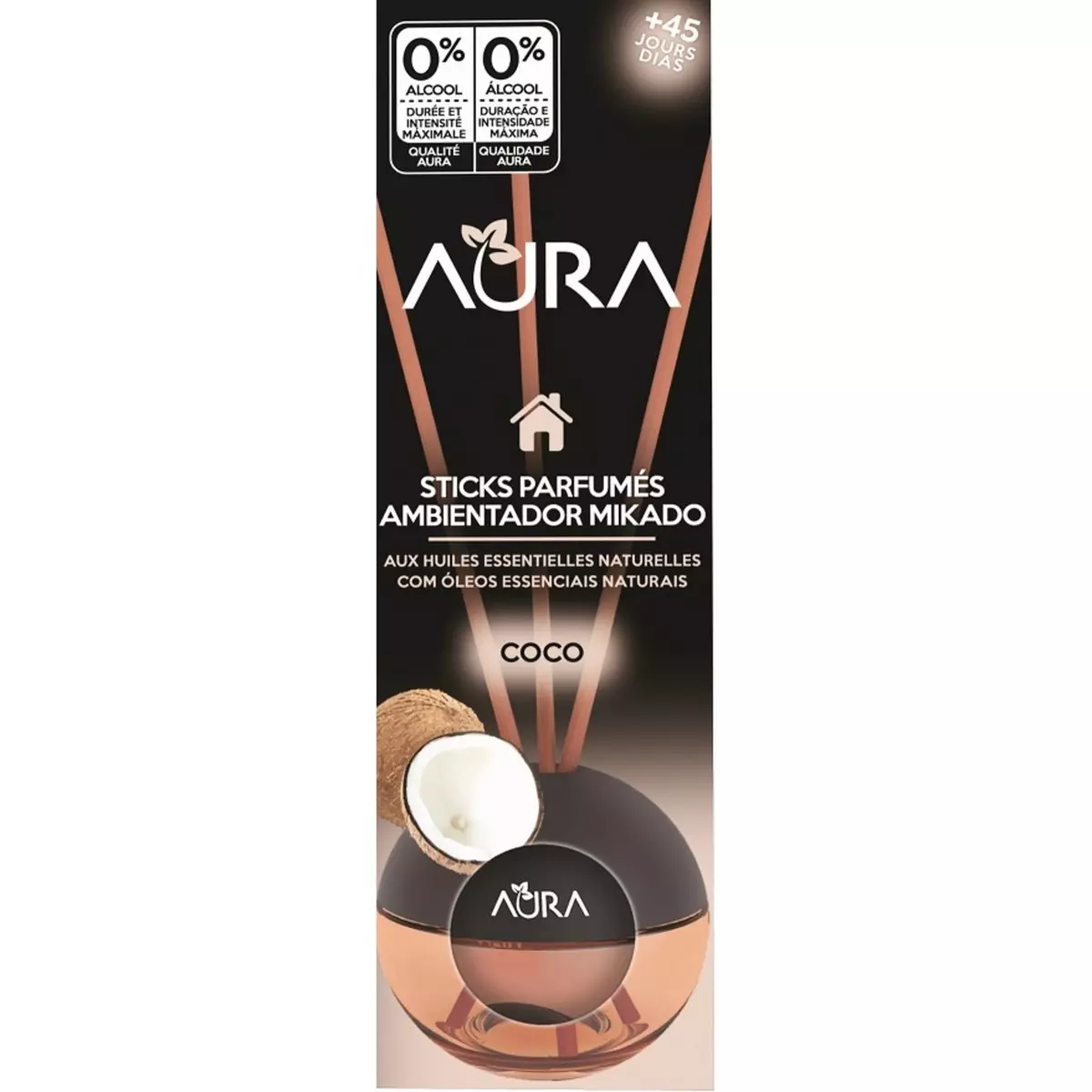 AURA Diffuseur sticks parfumés parfum coco 20ml