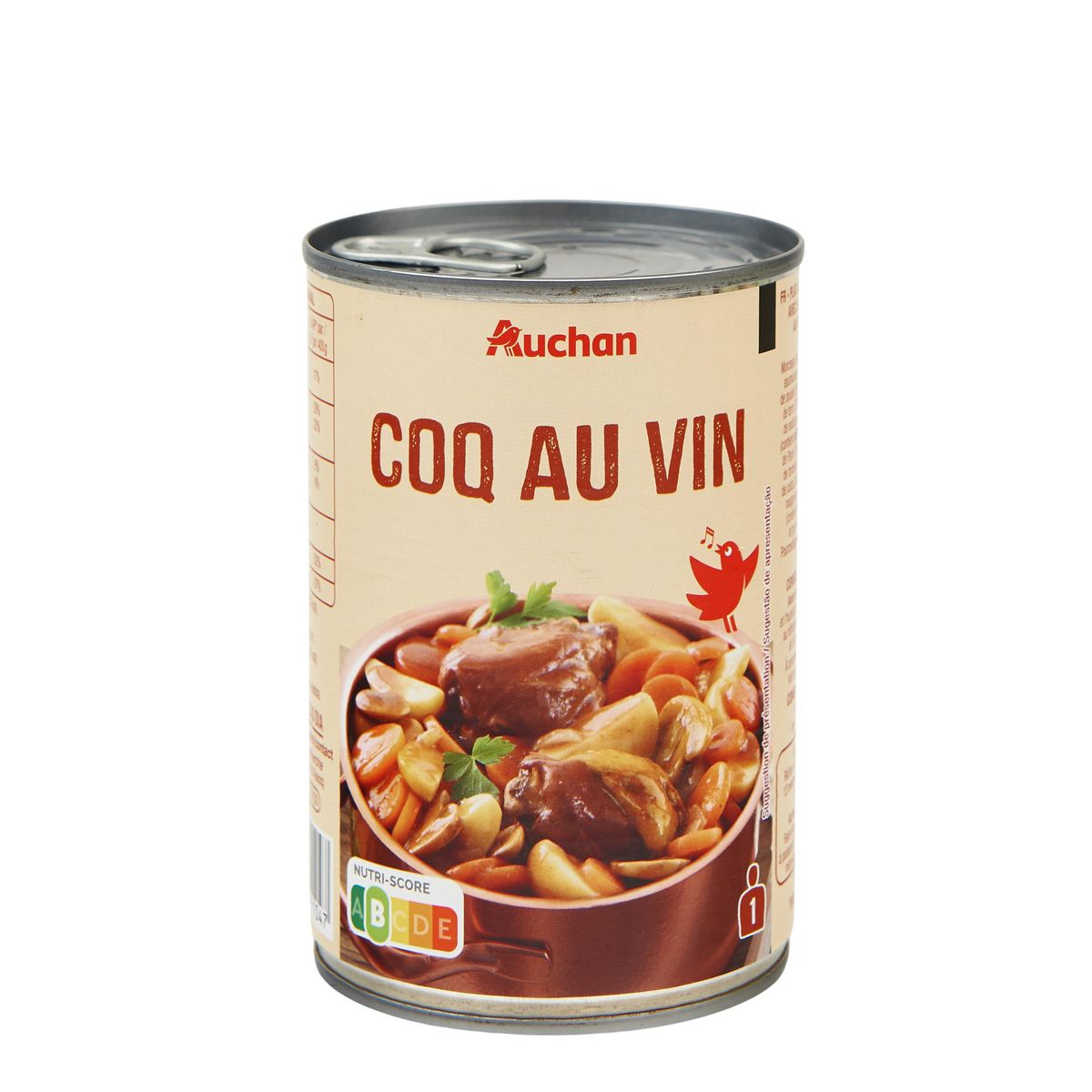 AUCHAN Coq au vin en conserve 1 portion 400g