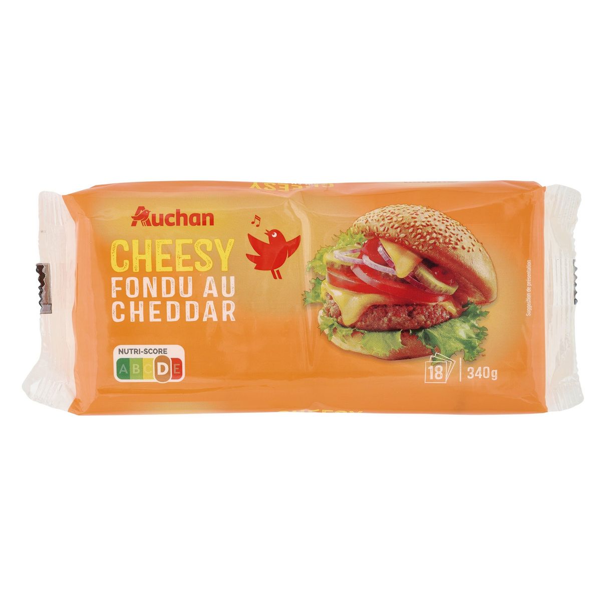 AUCHAN Cheeesy Cheddar en tranche pour hamburger x18 18 tranches 340g