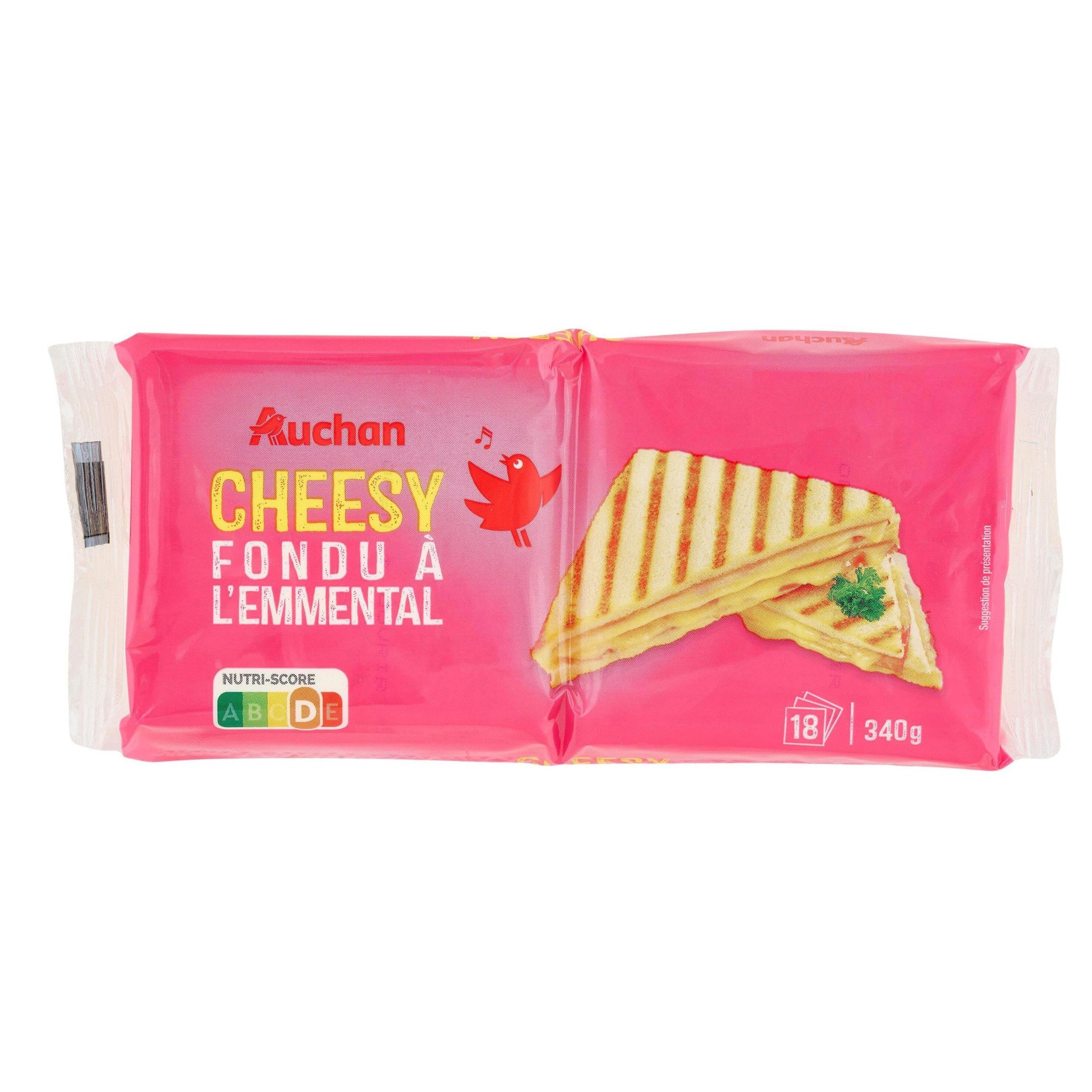 Voir la diapositive 2 : AUCHAN Cheeesy fondu à l'emmental en tranche x18 18 tranches 340g