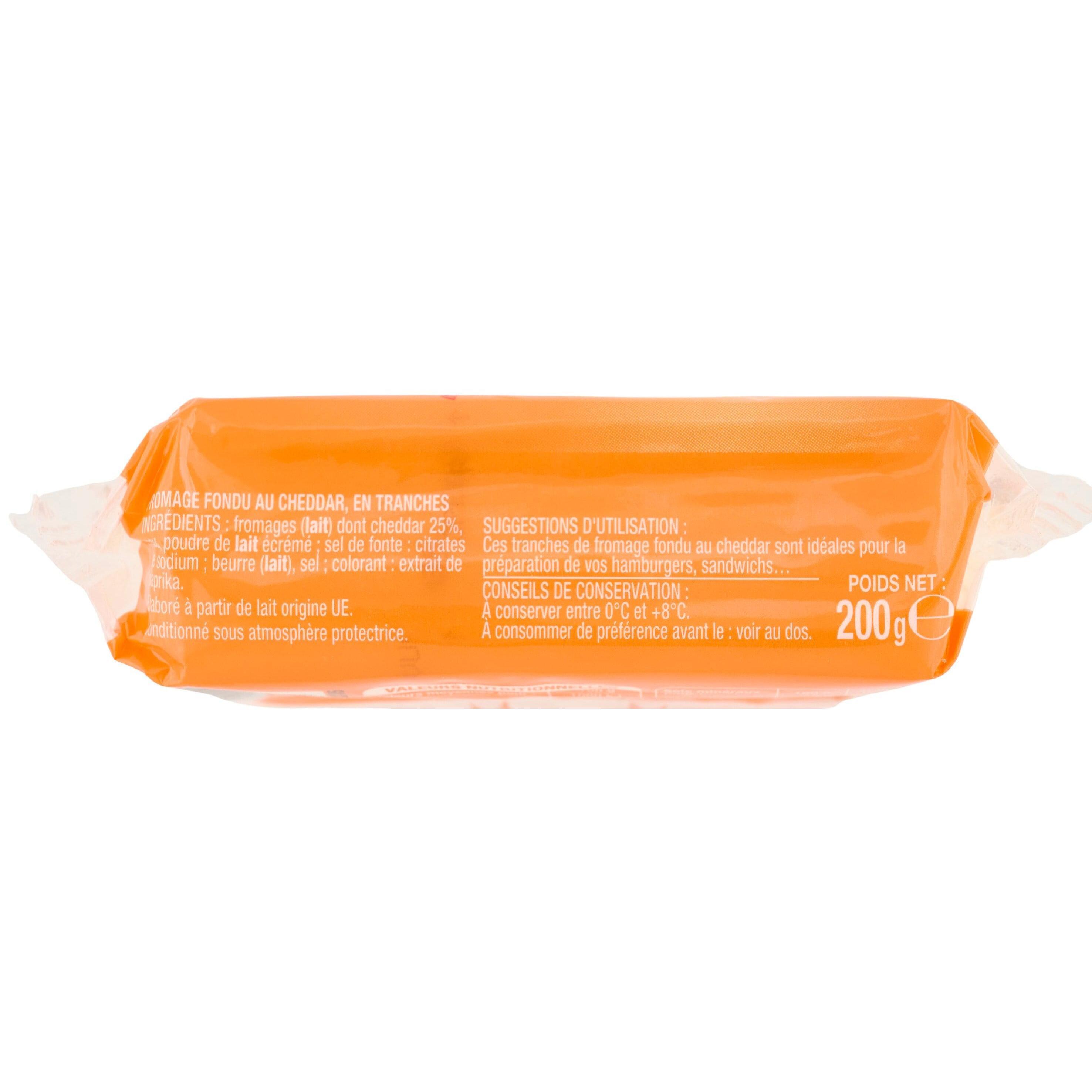 Voir la diapositive 2 : AUCHAN Cheeesy Cheddar en tranche x10 10 tranches 200g