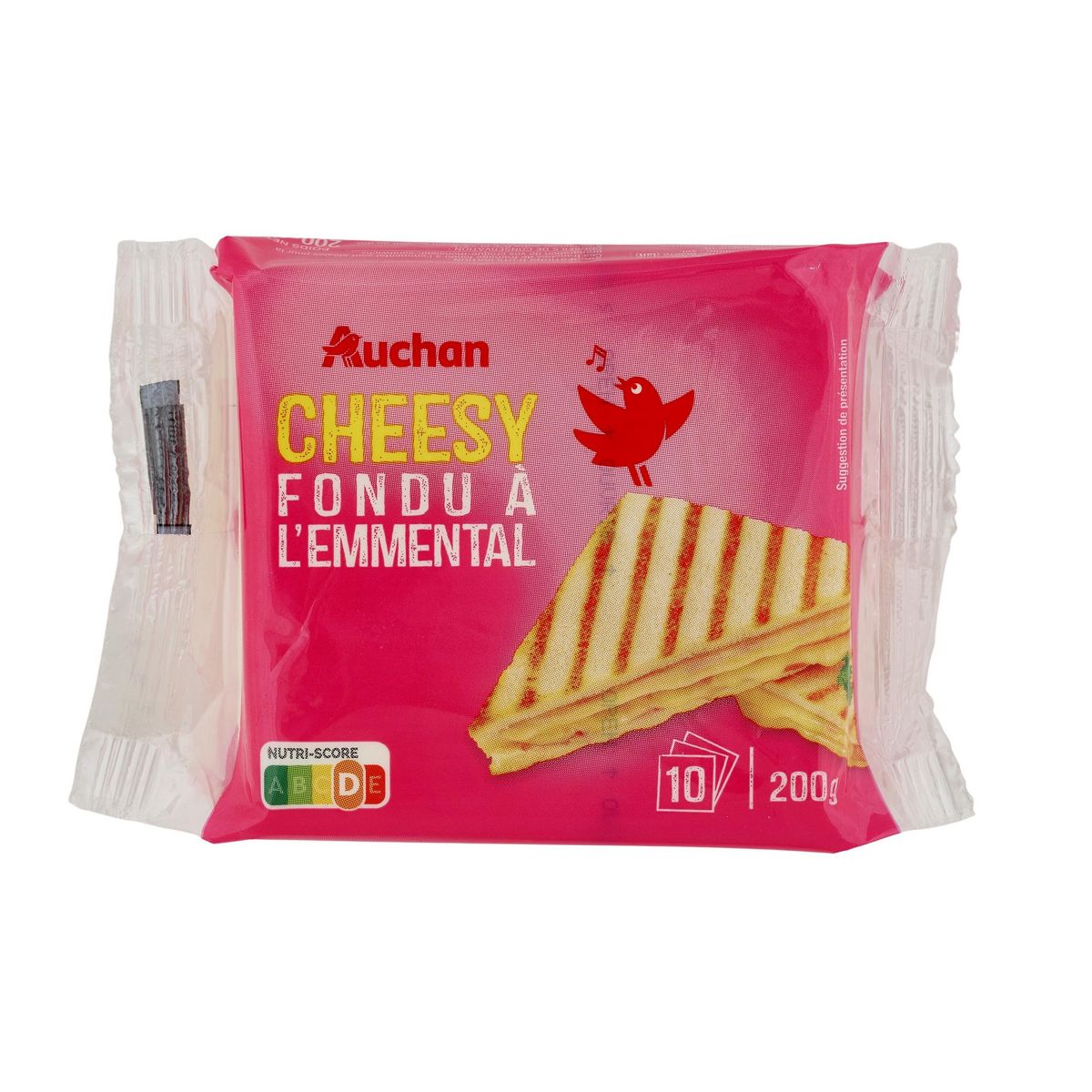 AUCHAN Cheeesy Fromage fondu à l'emmental en tranche x10 10 tranches 200g