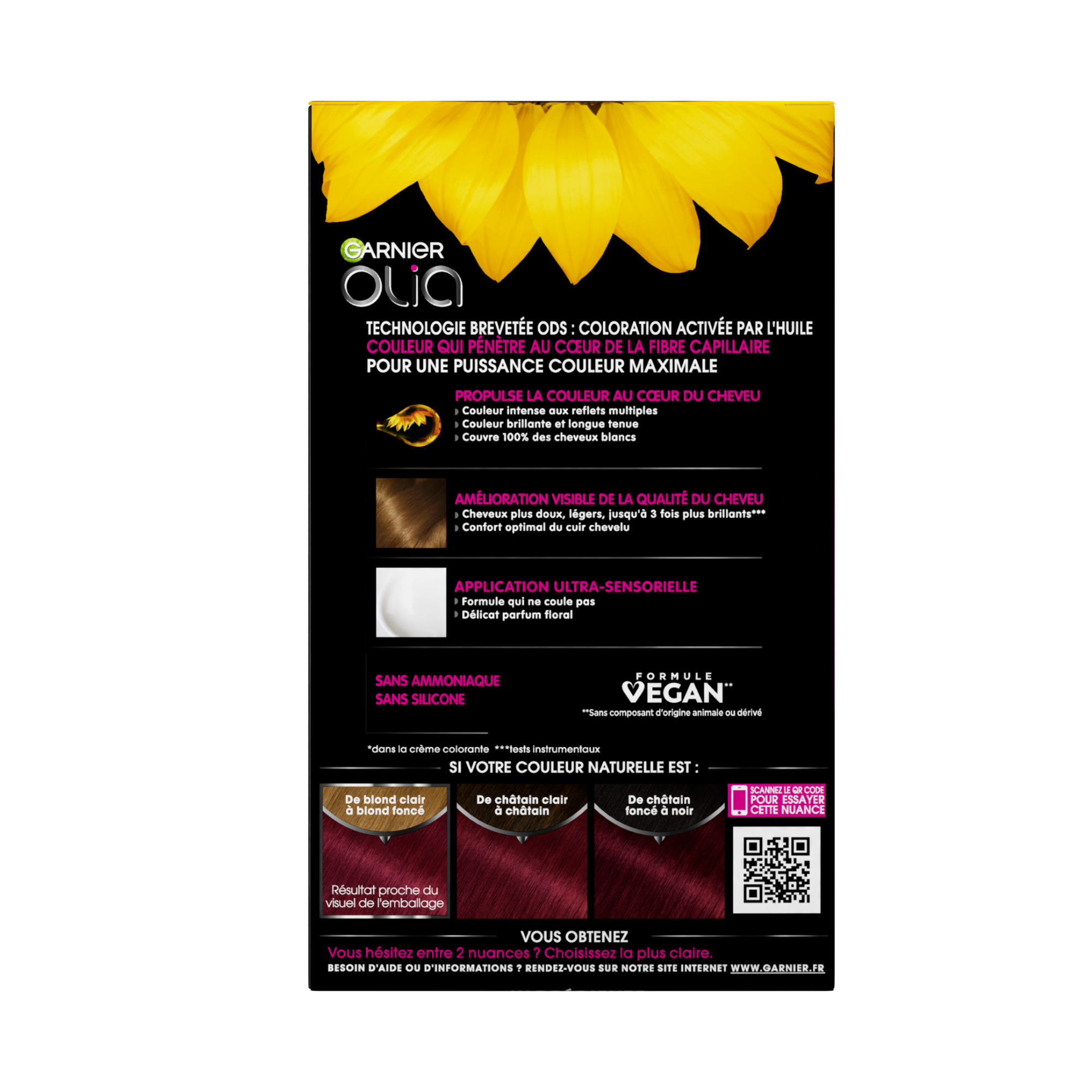 Voir la diapositive 4 : GARNIER Olia coloration permanente sans ammoniaque 6.66 carvin éclatant 3 produits 1 kit