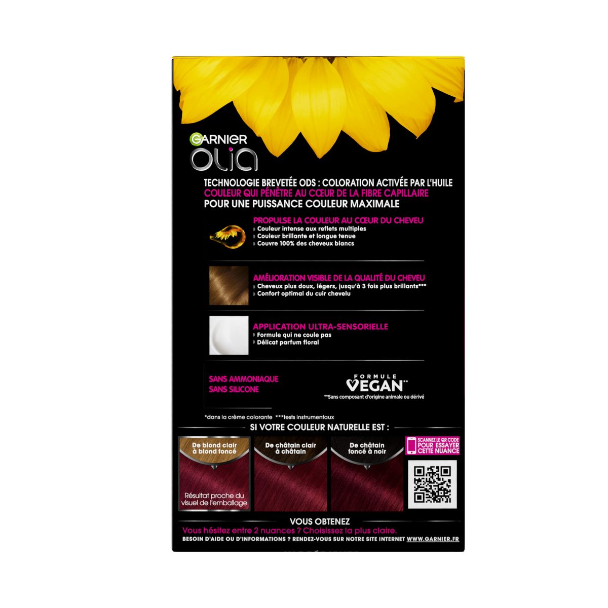 GARNIER Olia coloration permanente sans ammoniaque 6.66 carvin éclatant 3 produits 1 kit