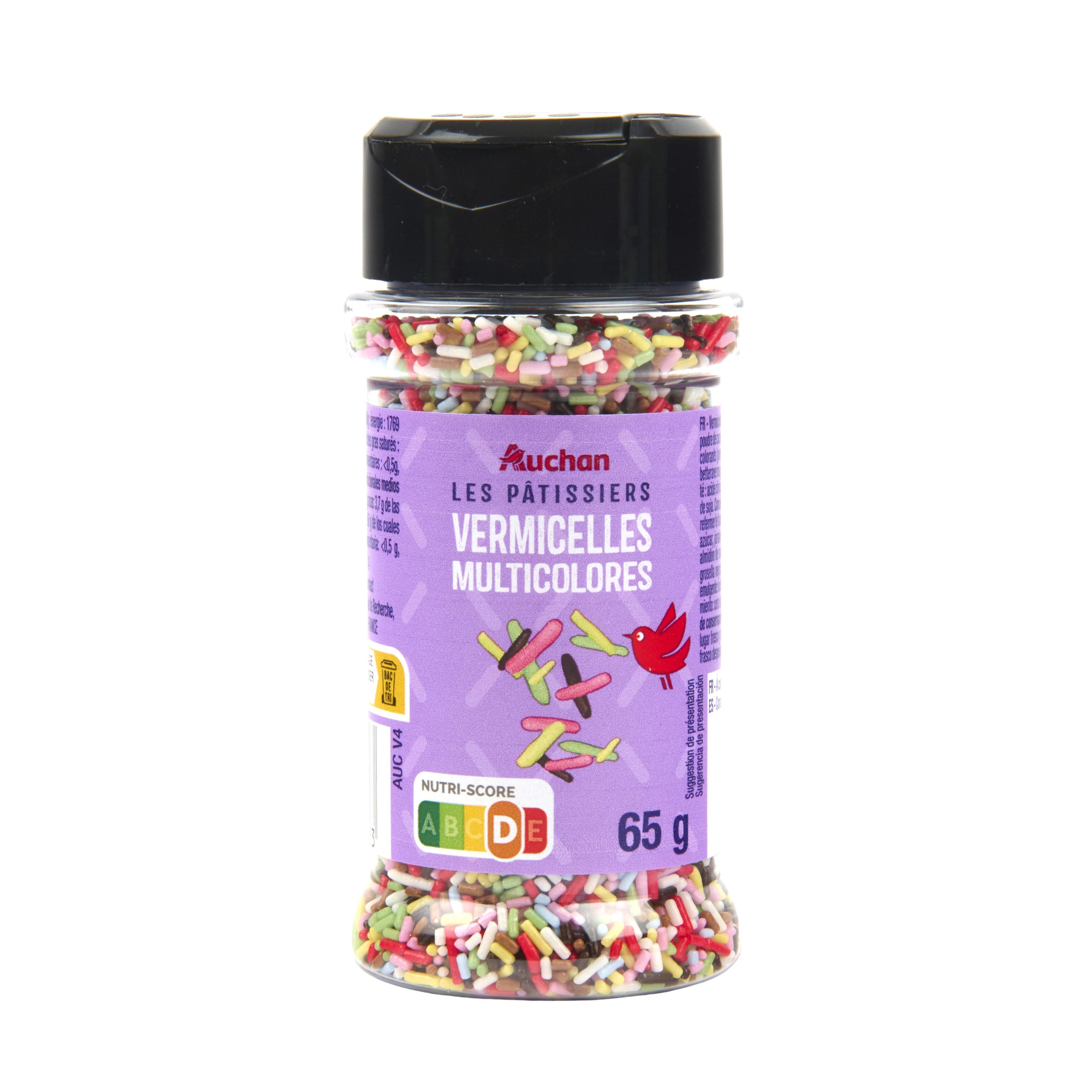 Voir la diapositive 3 : AUCHAN Vermicelles multicolores 65g