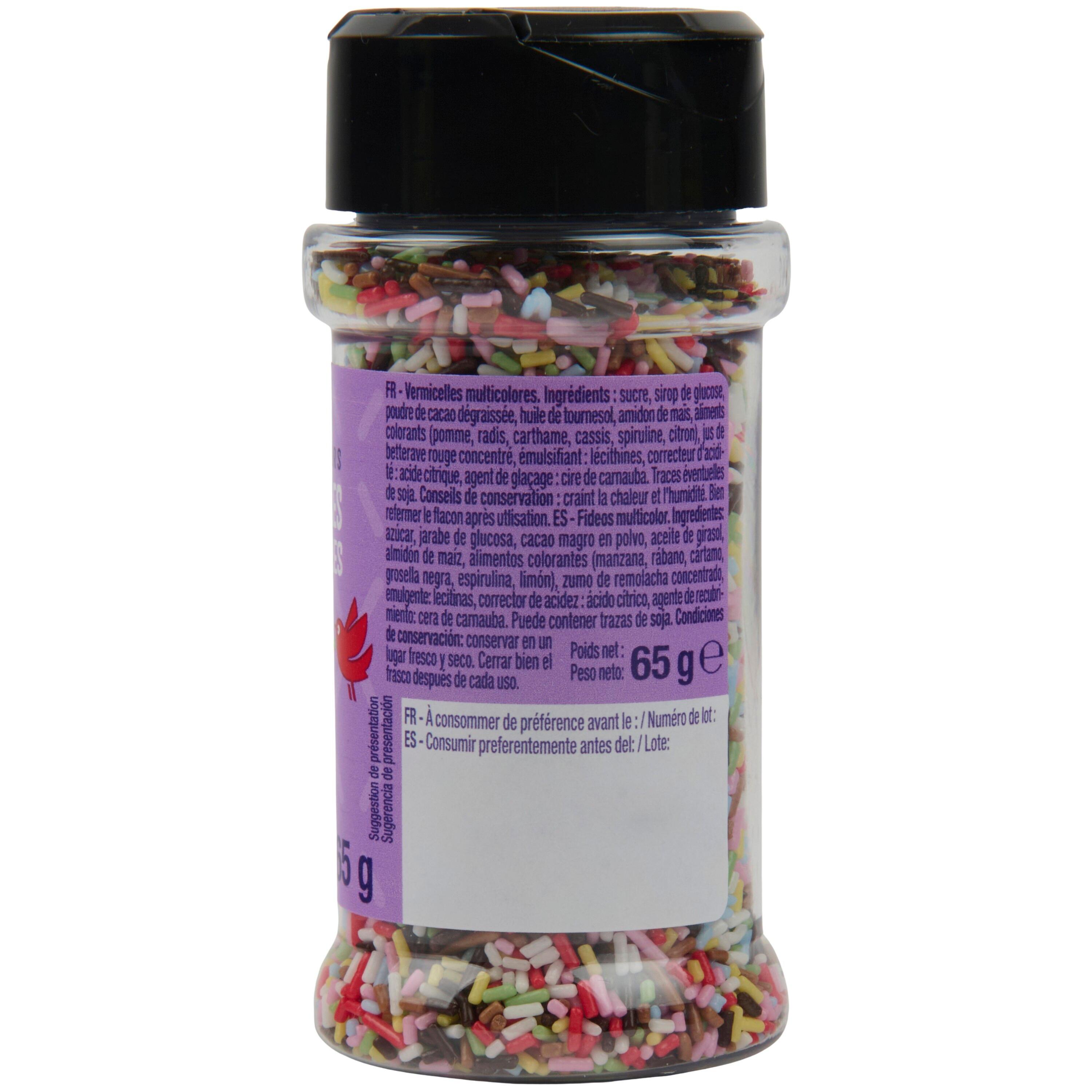 Voir la diapositive 4 : AUCHAN Vermicelles multicolores 65g