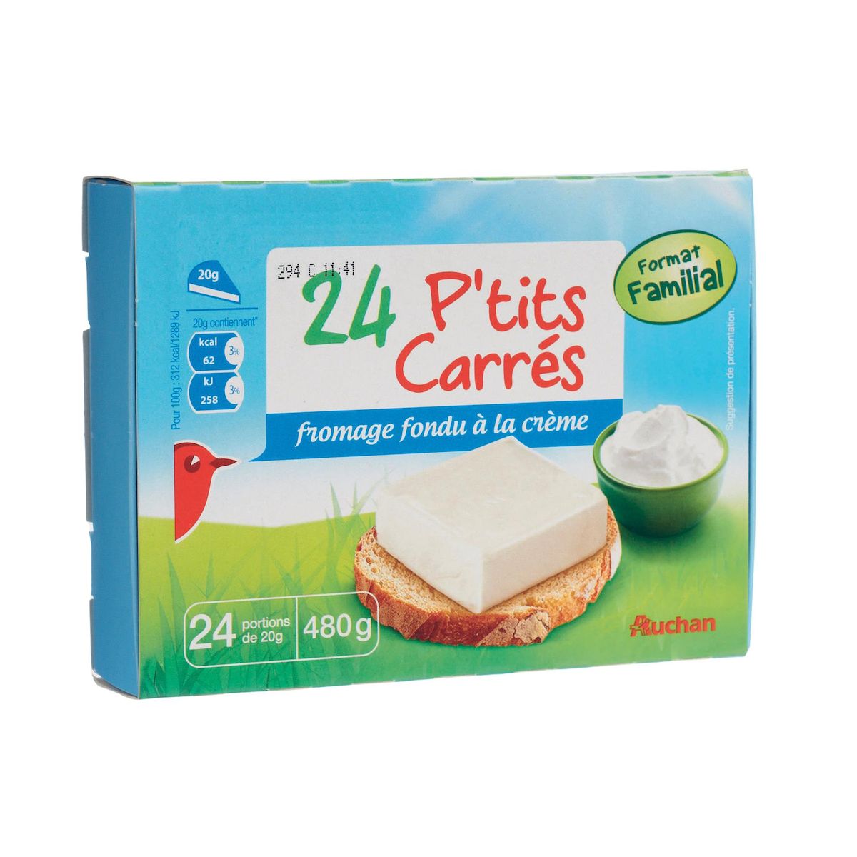 AUCHAN Fromage fondu en portion 24 parts 480g