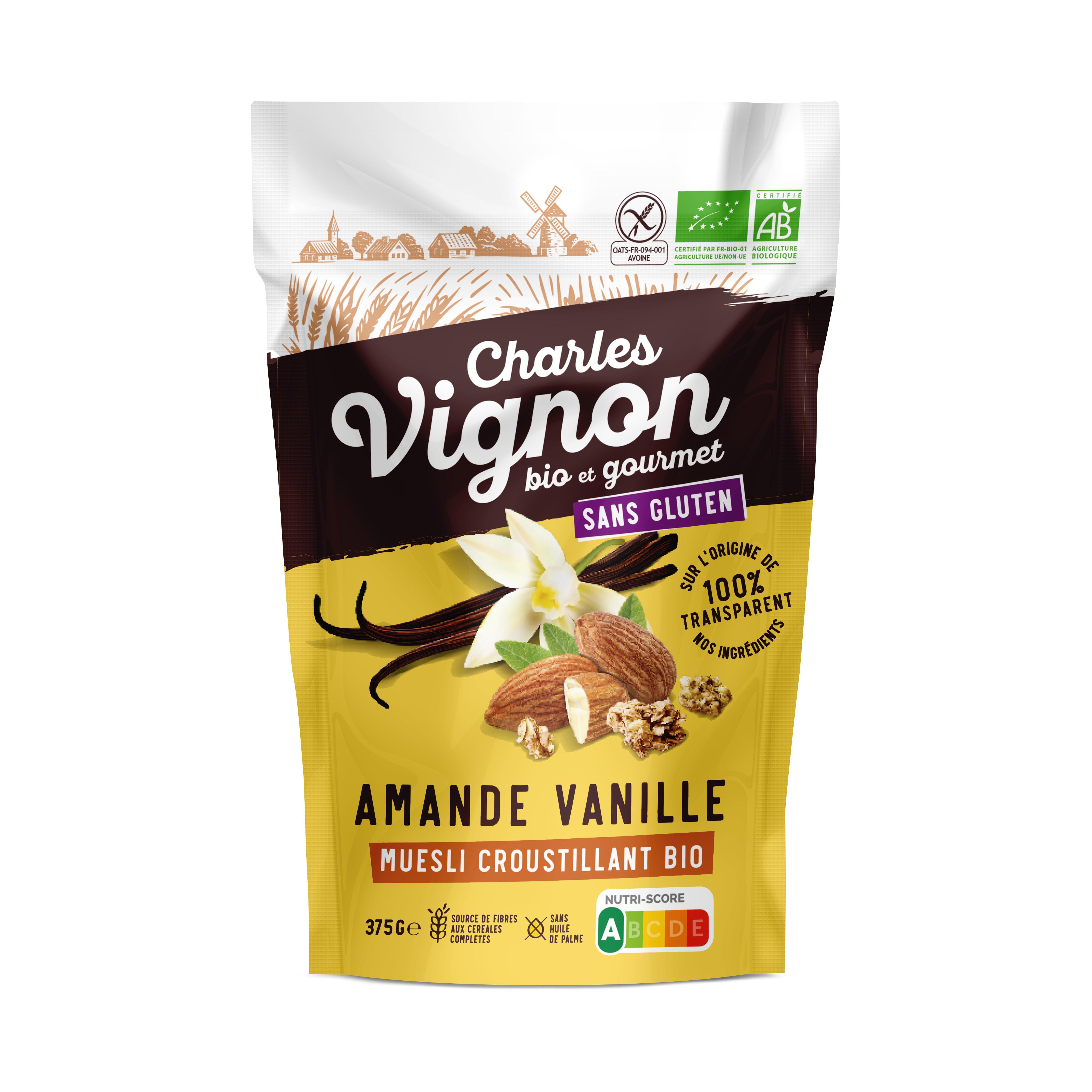 Voir la diapositive 2 : CHARLES VIGNON Muesli bio croustillant amandes vanille 375g