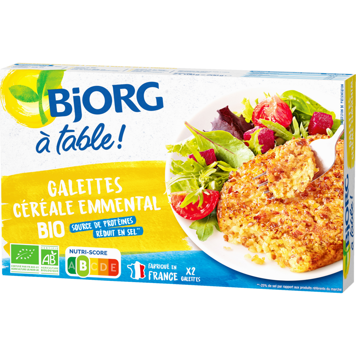 BJORG Galettes bio veggie aux céréales et emmental 2x100g