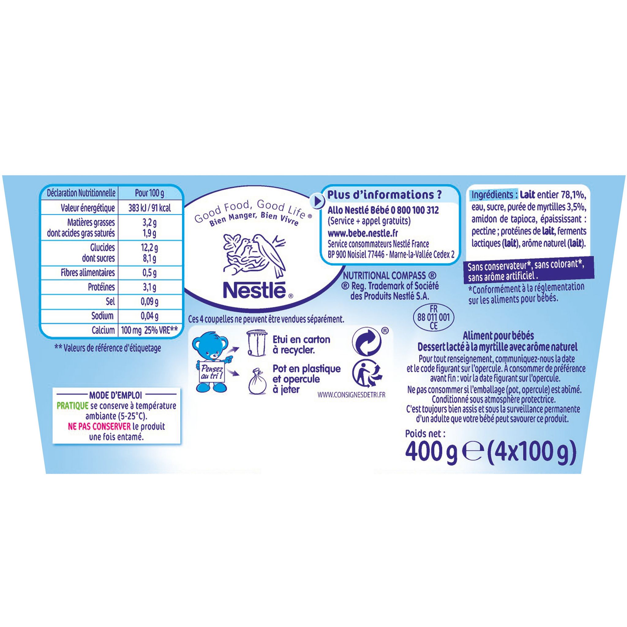 Voir la diapositive 4 : NESTLE P'tit brassé petit pot dessert lacté à la myrtille dès 6 mois 4x100g