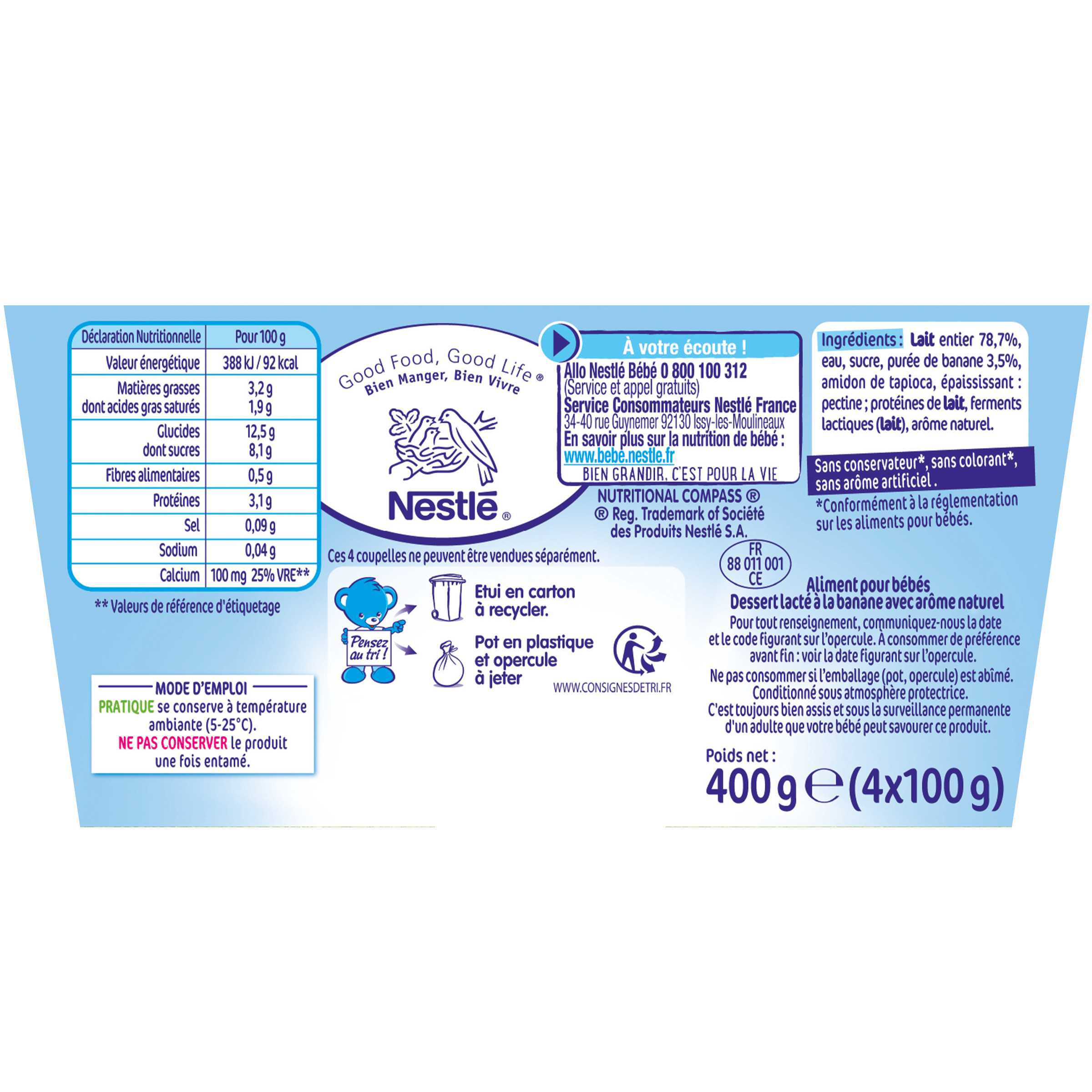 Voir la diapositive 4 : NESTLE P'tit brassé petit pot dessert lacté à la banane dès 6 mois 4x100g