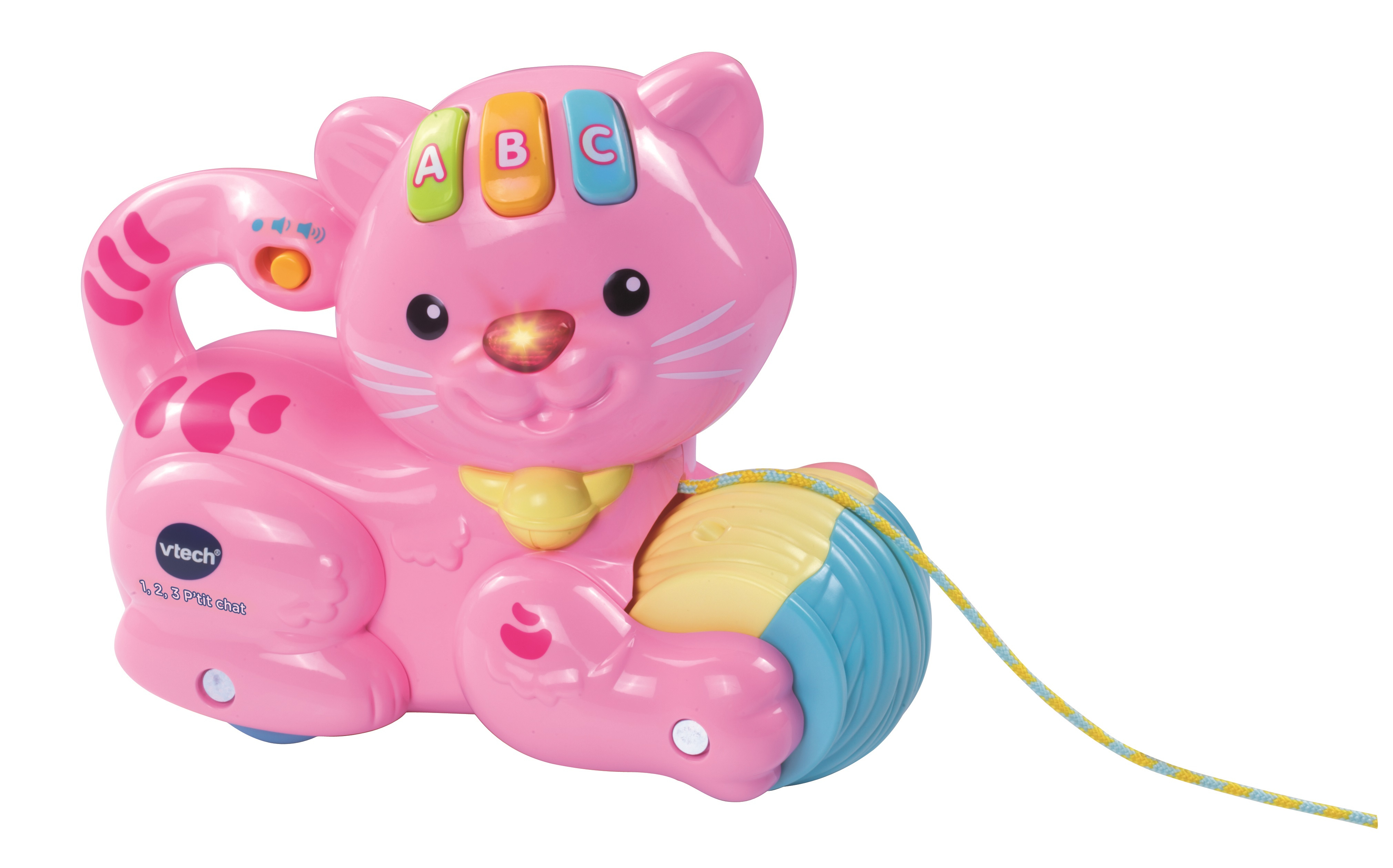 VTECH Jouet à tirer - 1,2,3 P'tit Chat - Rose