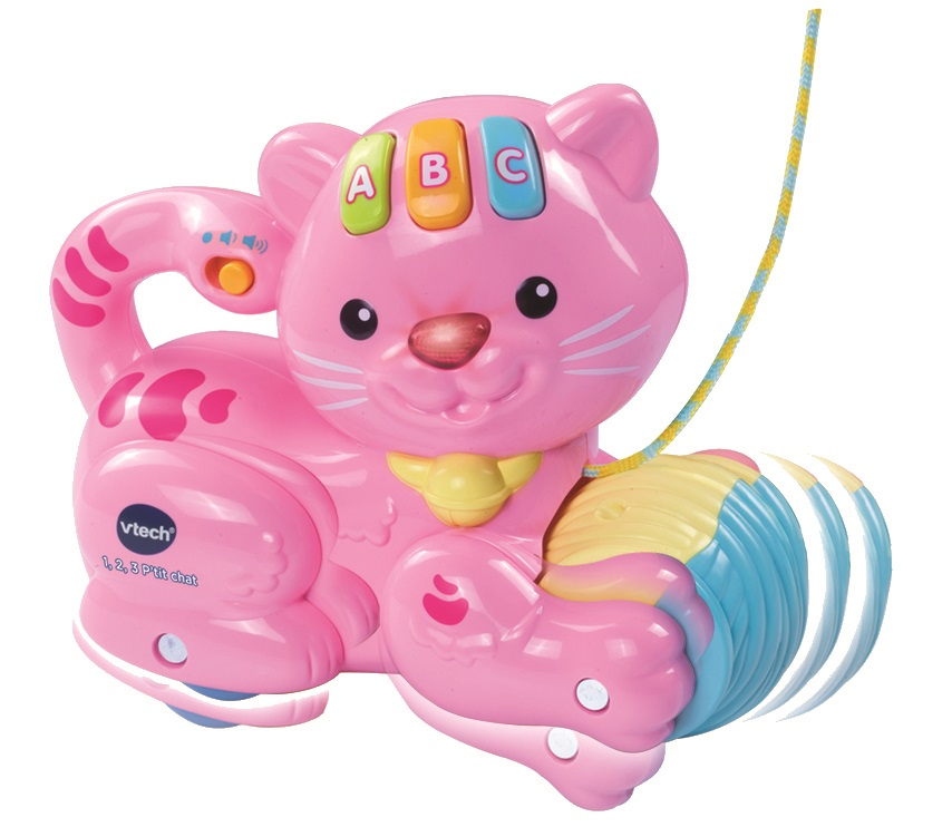 Voir la diapositive 2 : VTECH Jouet à tirer - 1,2,3 P'tit Chat - Rose