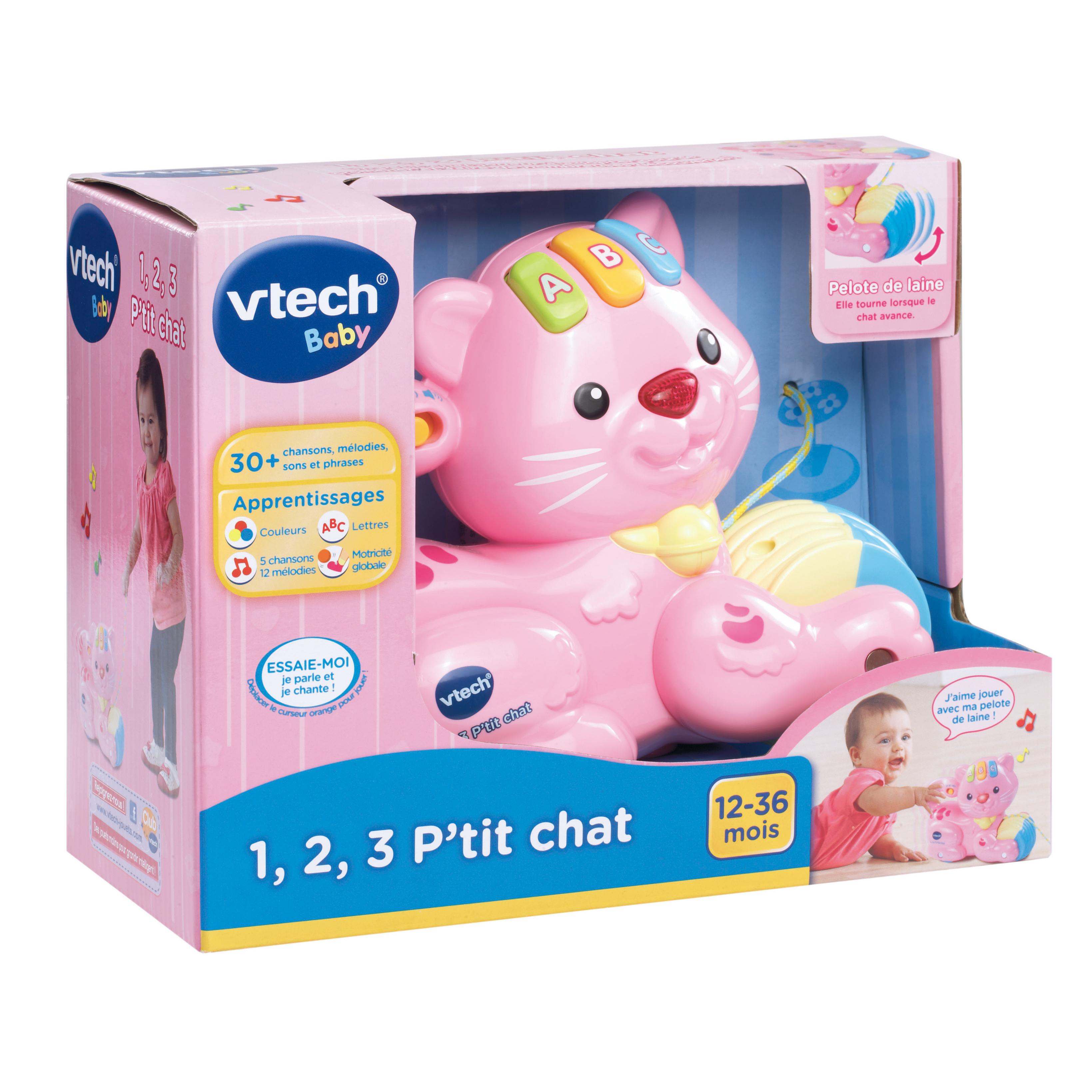 Voir la diapositive 3 : VTECH Jouet à tirer - 1,2,3 P'tit Chat - Rose