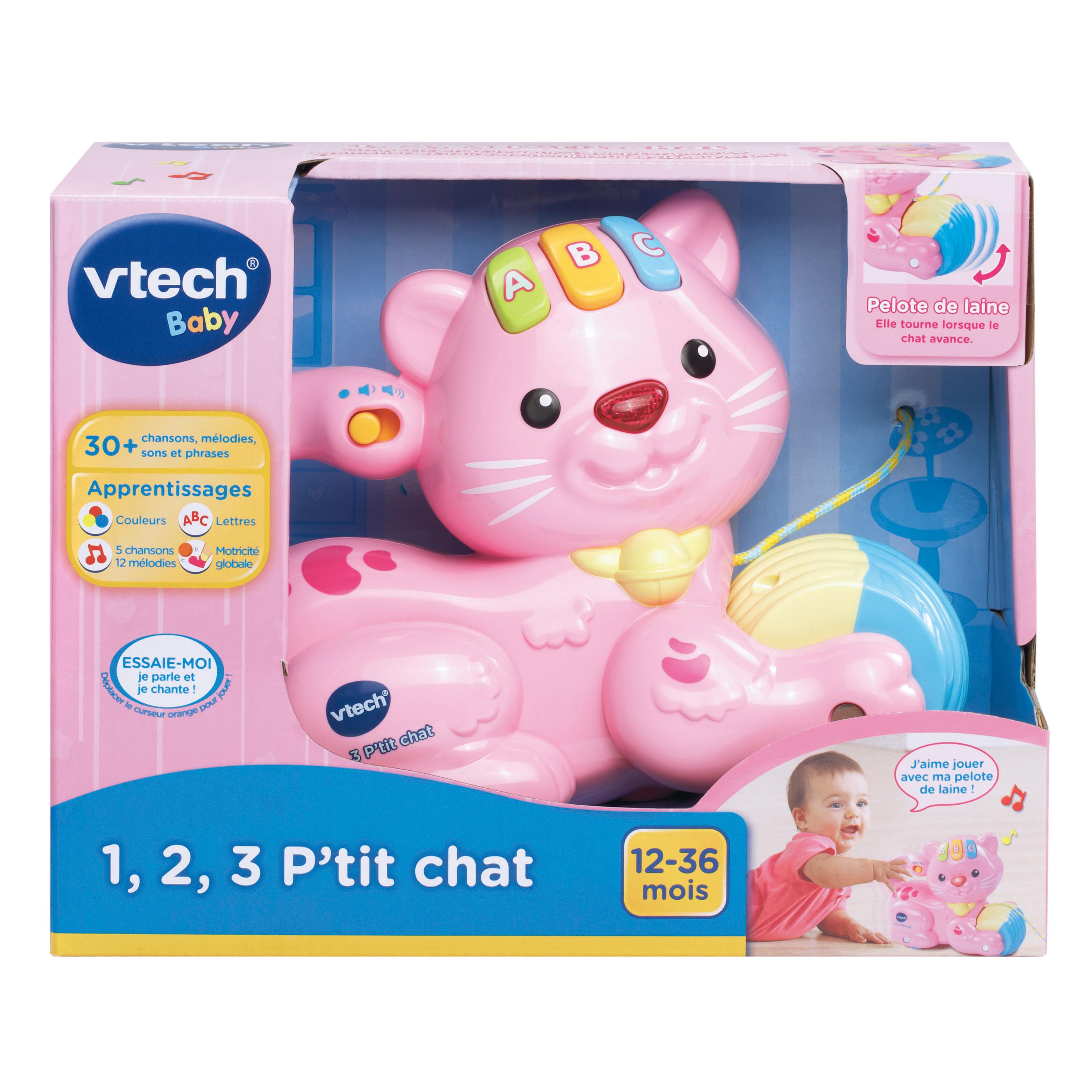 Voir la diapositive 4 : VTECH Jouet à tirer - 1,2,3 P'tit Chat - Rose