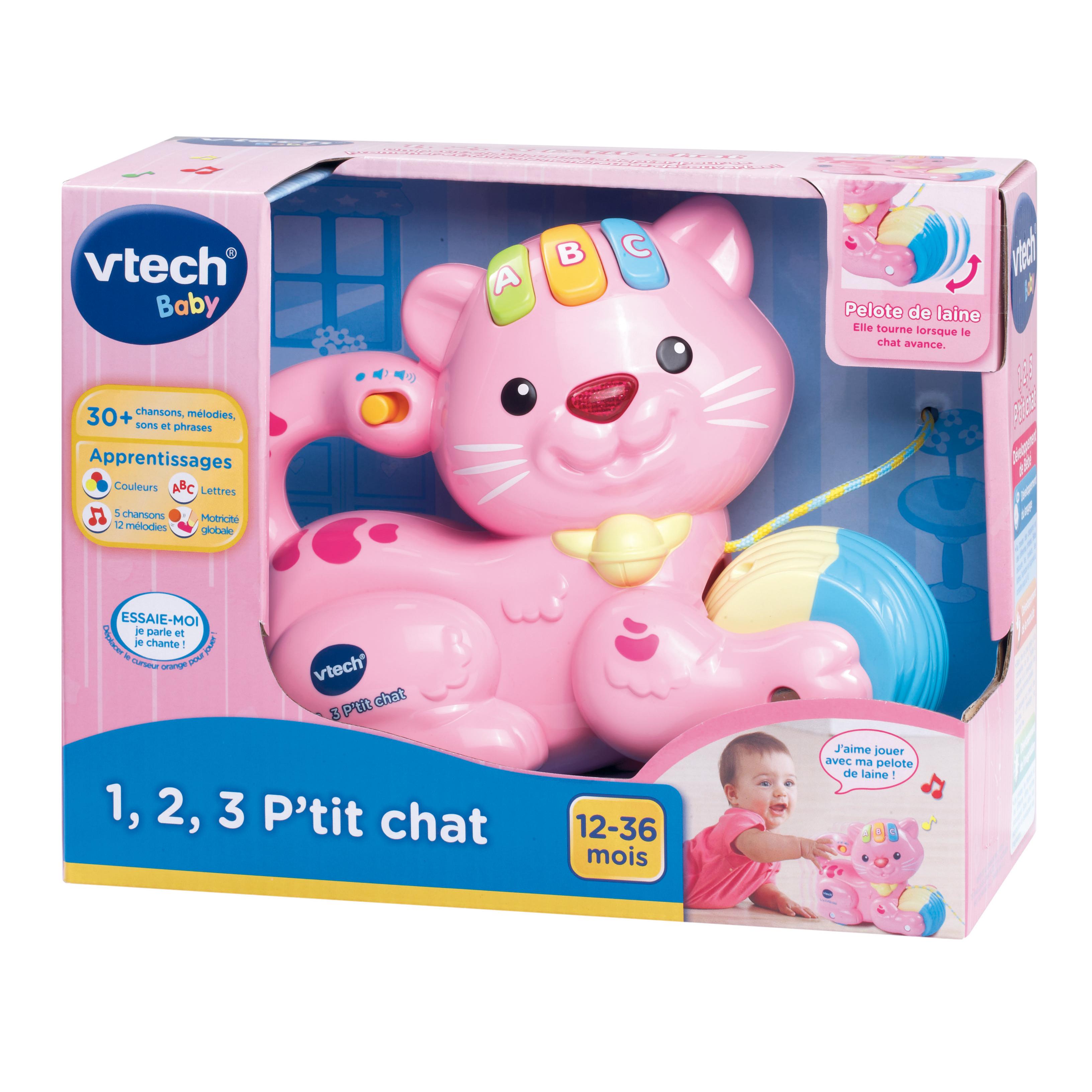 Voir la diapositive 5 : VTECH Jouet à tirer - 1,2,3 P'tit Chat - Rose