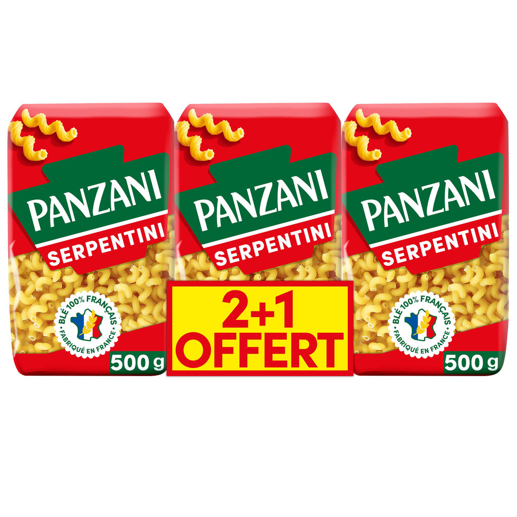 PANZANI Pâtes Serpentini 2+1 offert 3x500g