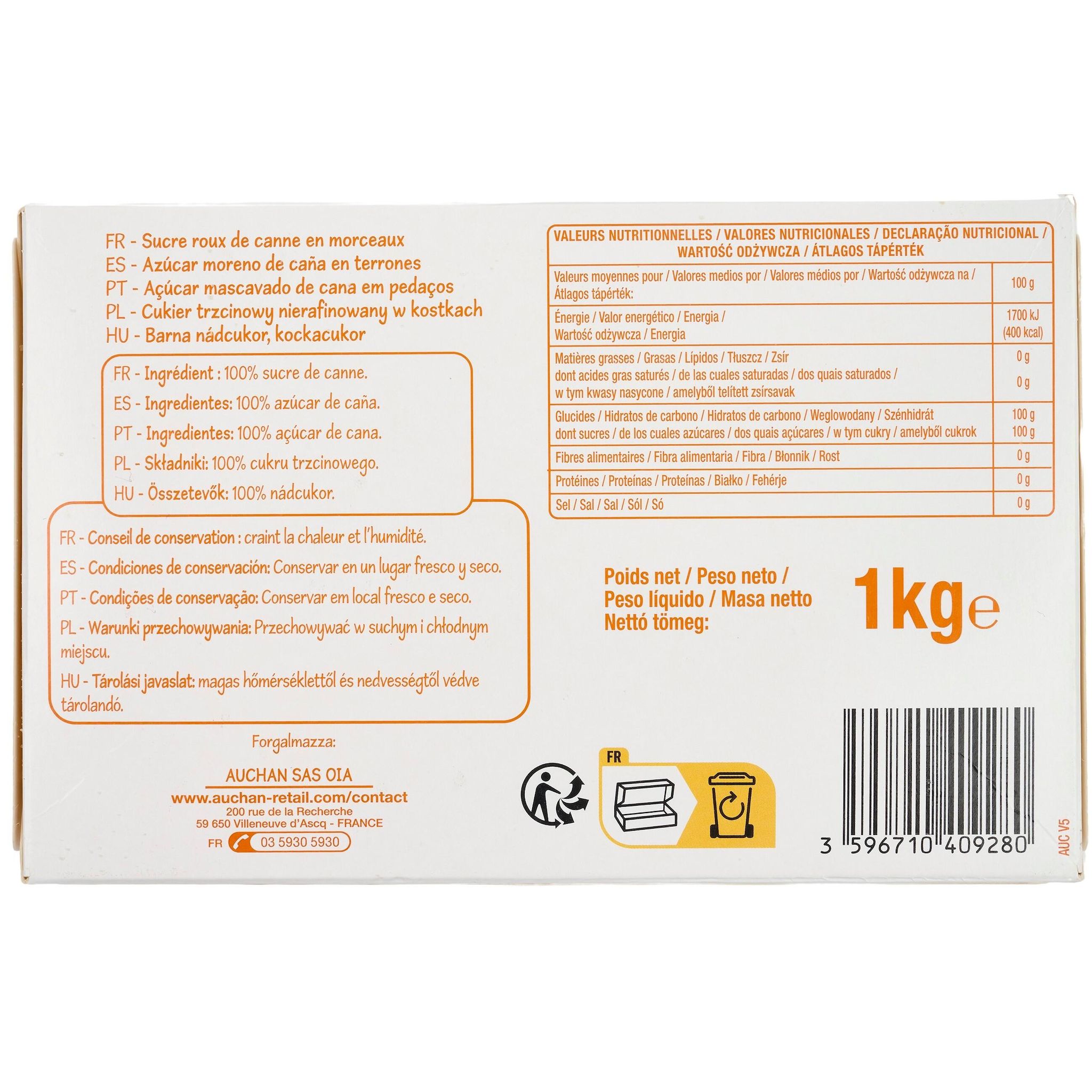 Voir la diapositive 3 : POUCE Sucre roux pure canne en morceaux 1kg
