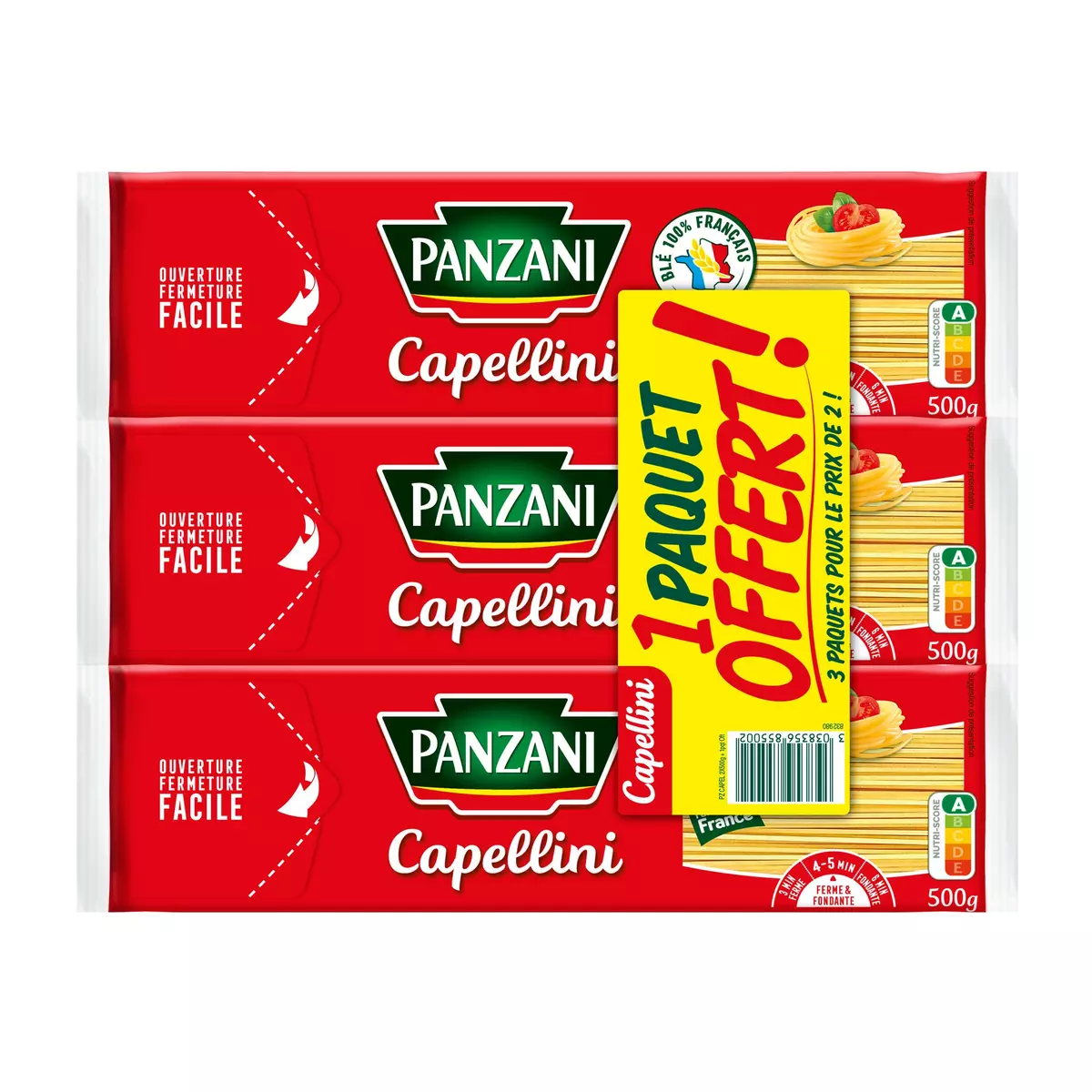 PANZANI Capellini 2x500g +500g offert