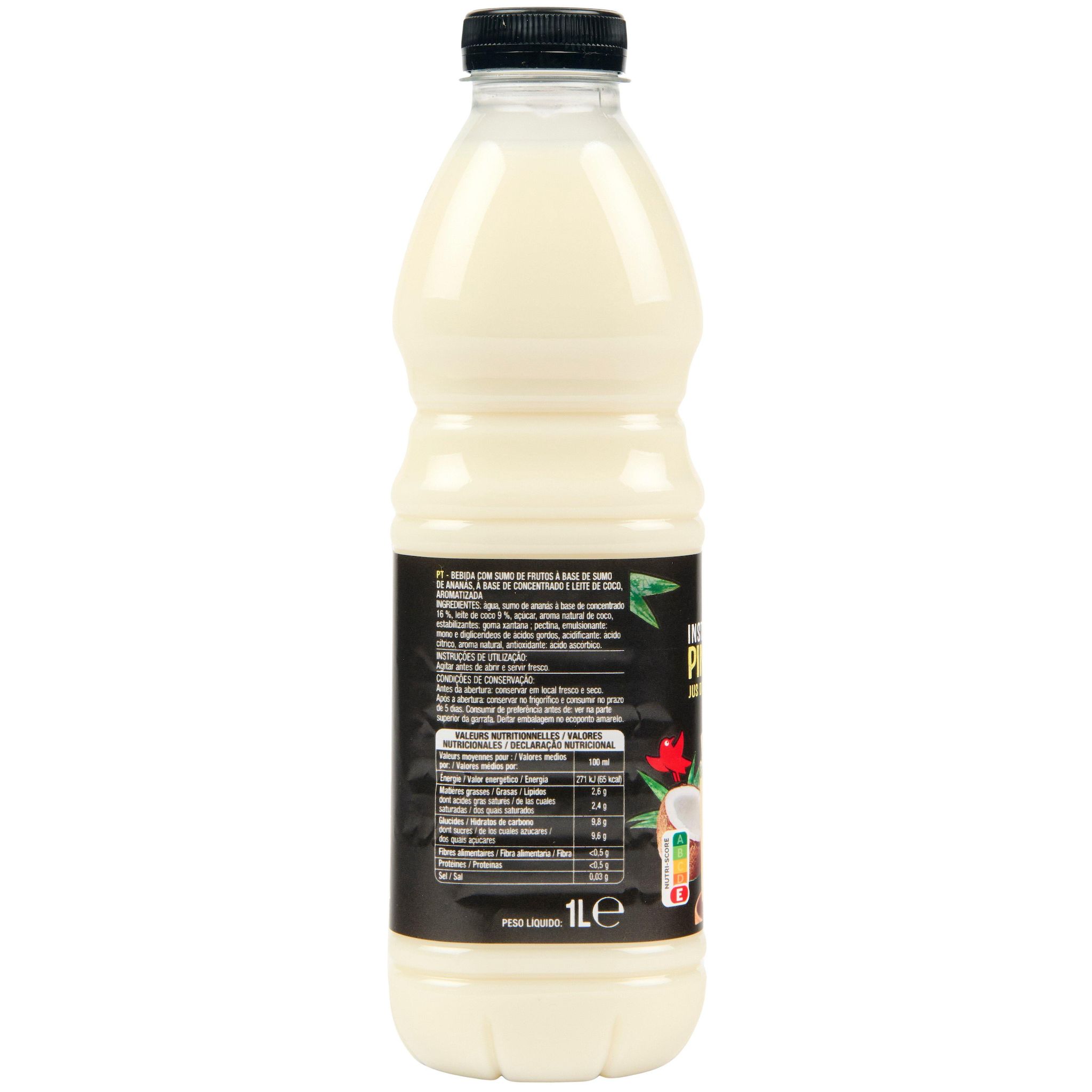 Voir la diapositive 5 : AUCHAN Boisson Pina Colada bouteille verre 1l