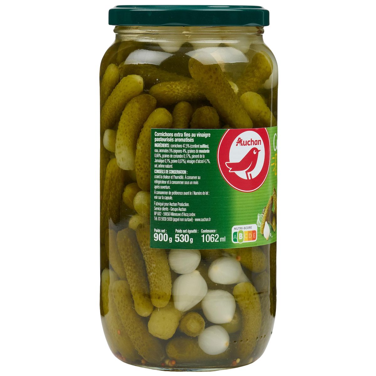 AUCHAN Cornichons extra fins aux 5 aromates 530g