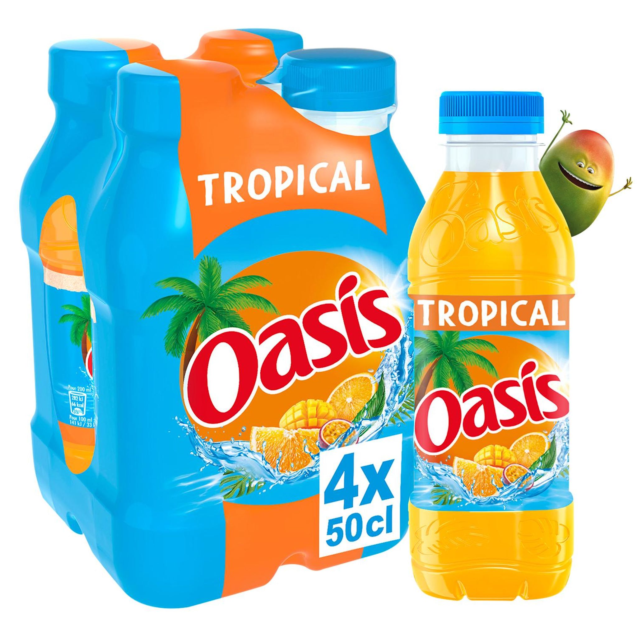 Voir la diapositive 2 : OASIS Boisson aux fruits saveur tropical bouteilles 4x50cl