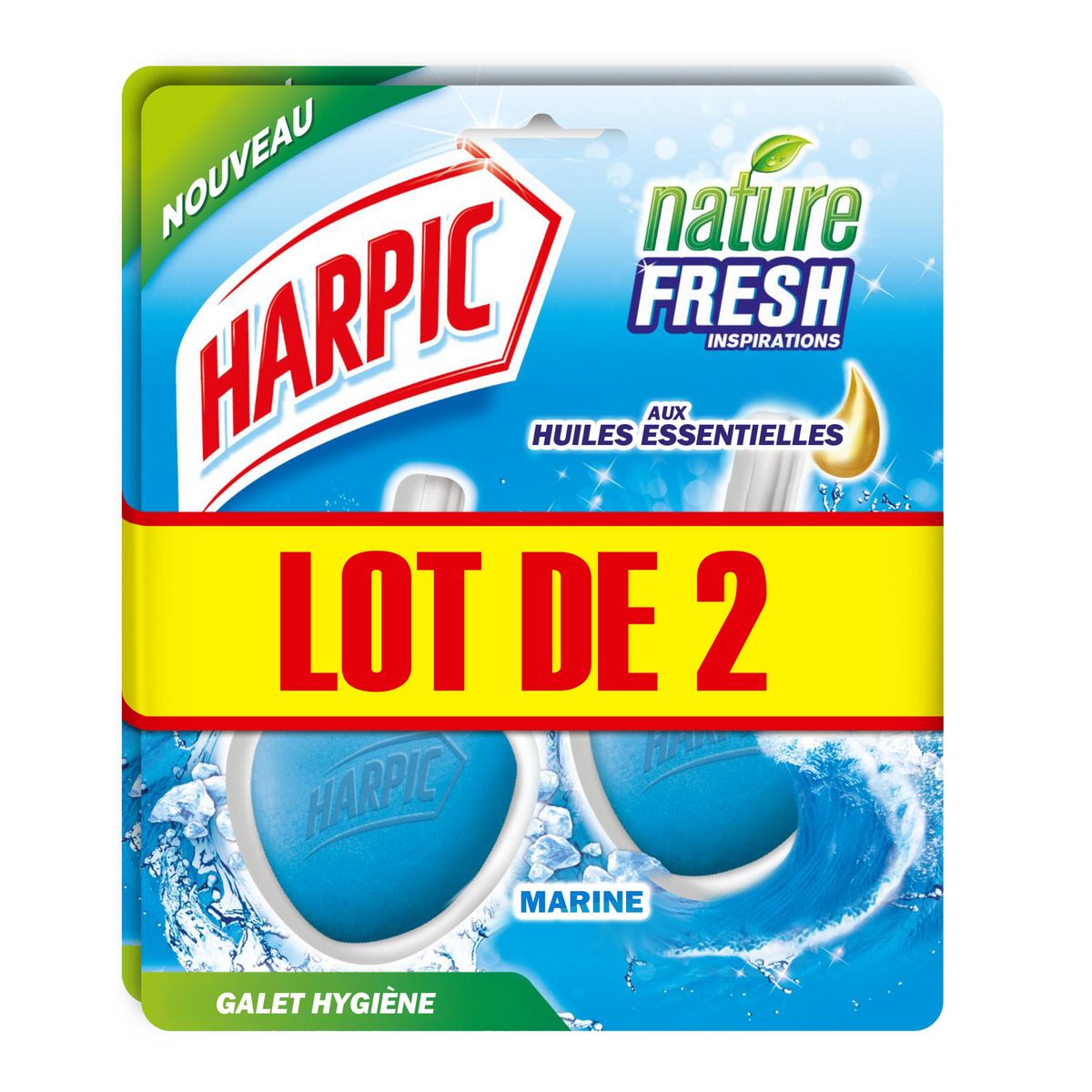 HARPIC Blocs WC galet fraîcheur marine 2 blocs