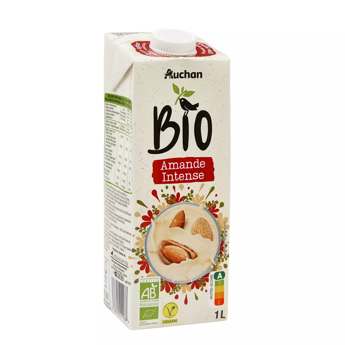 AUCHAN BIO Boisson lait d'amande goût intense 1l pas cher 