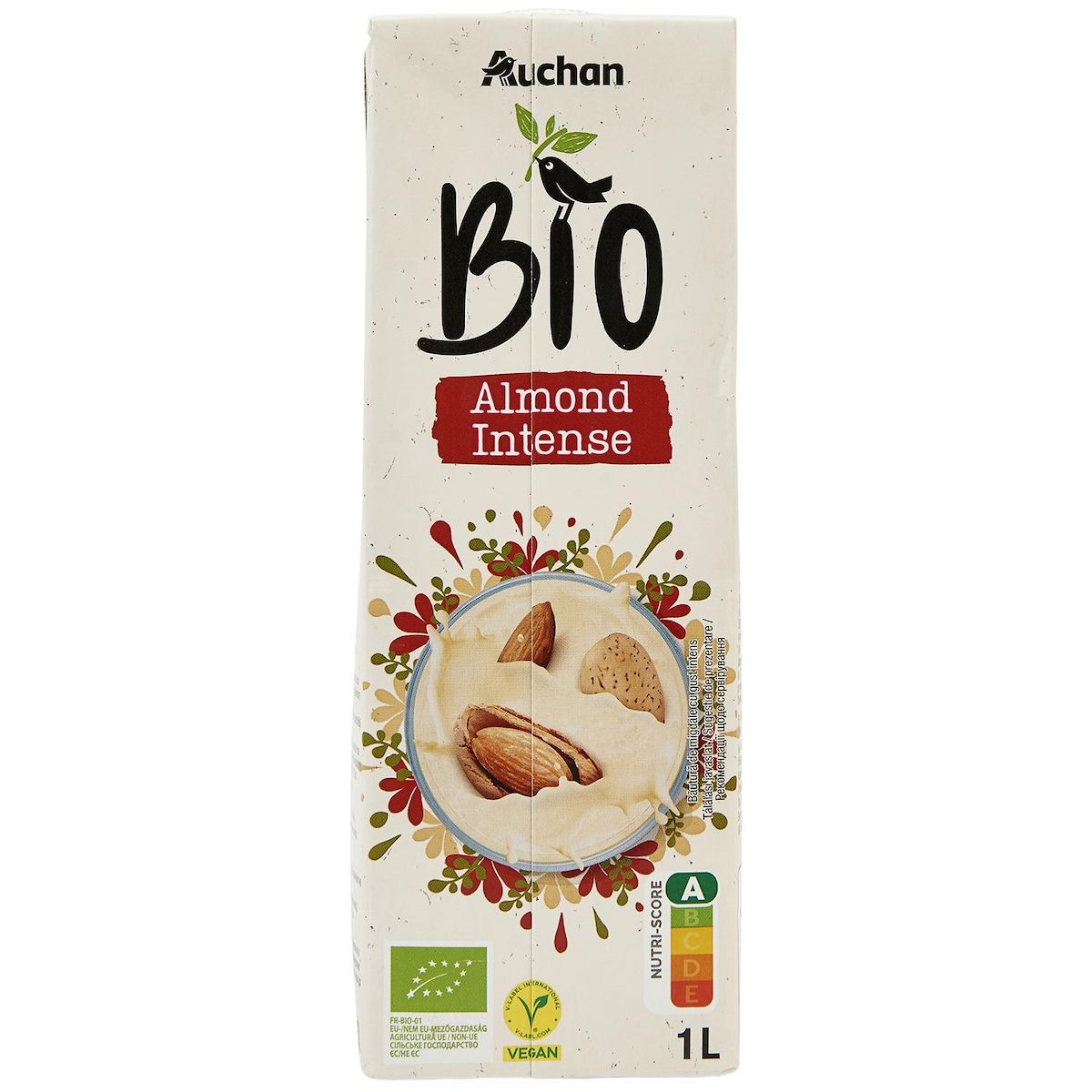 AUCHAN BIO Boisson lait d'amande goût intense bio 1l