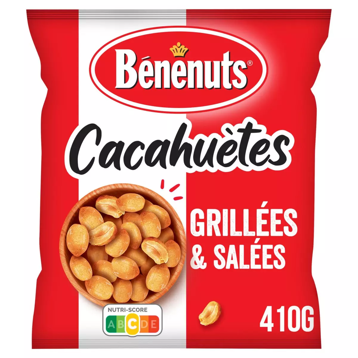 BENENUTS Cacahuètes grillées à sec délicatement salées extra croquantes 410g