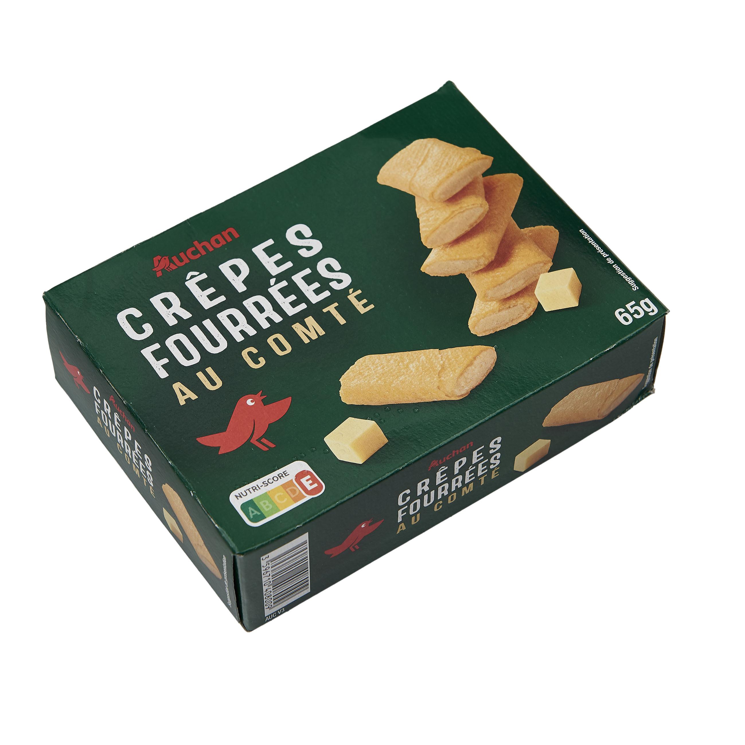 Voir la diapositive 2 : AUCHAN Crêpes apéritif fourrées au comté 65g