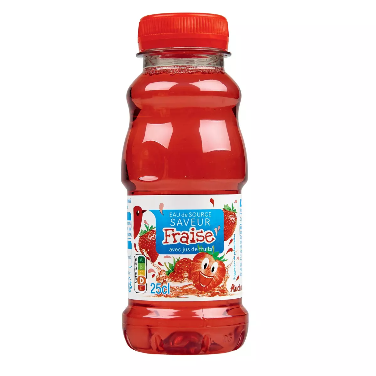 AUCHAN Eau de source saveur fraise avec jus de fruits 25cl