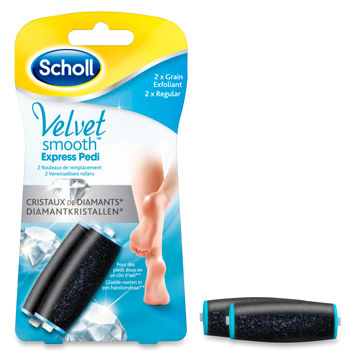 Voir la diapositive 2 : SCHOLL Rouleaux de remplacement pour Velvet Smooth grain exfoliant regular 2 recharges
