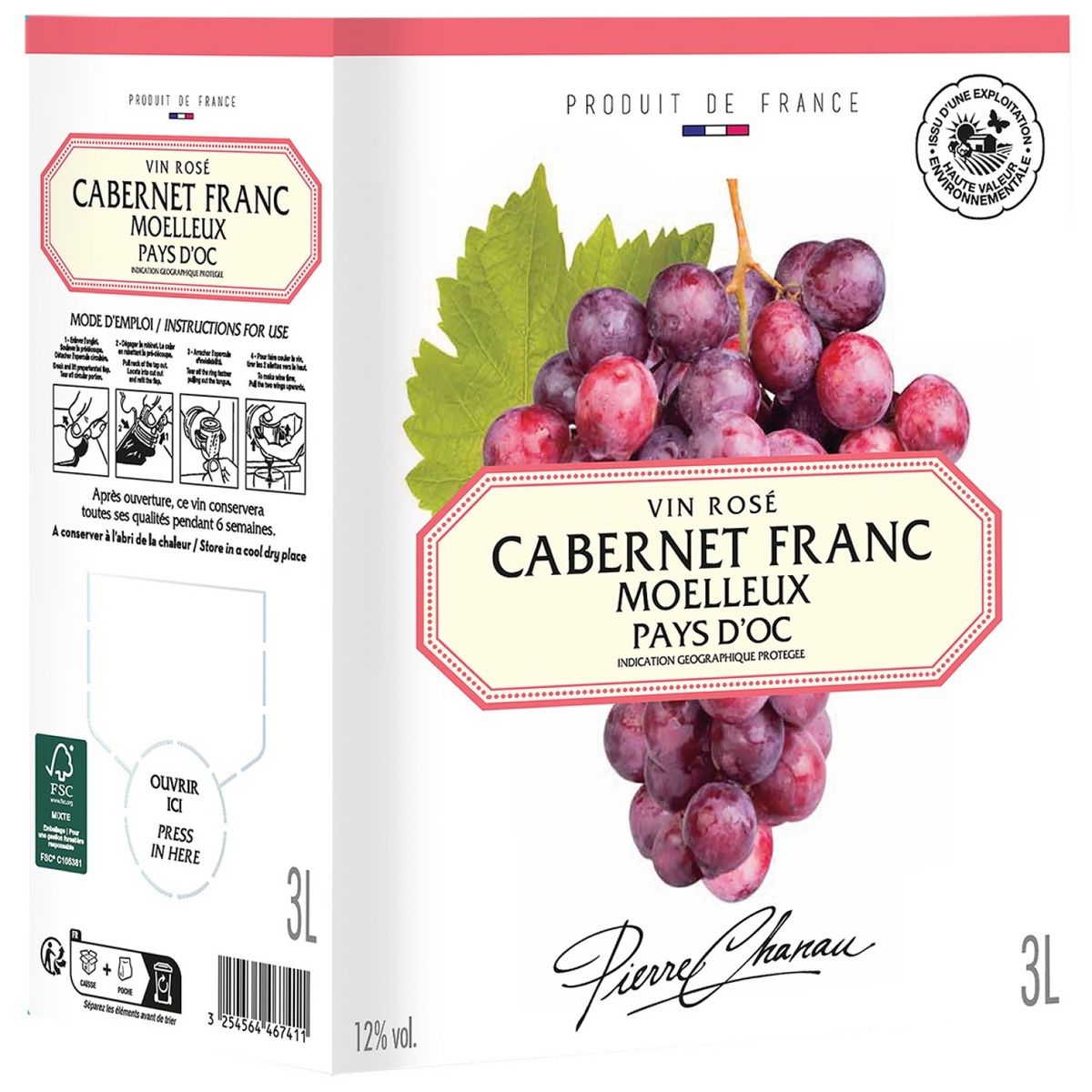 PIERRE CHANAU IGP d'Oc Cabernet rosé moelleux BIB / CUBI 3L