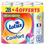 LOTUS Papier toilette blanc confort aquatube 28 rouleaux + 4 offerts