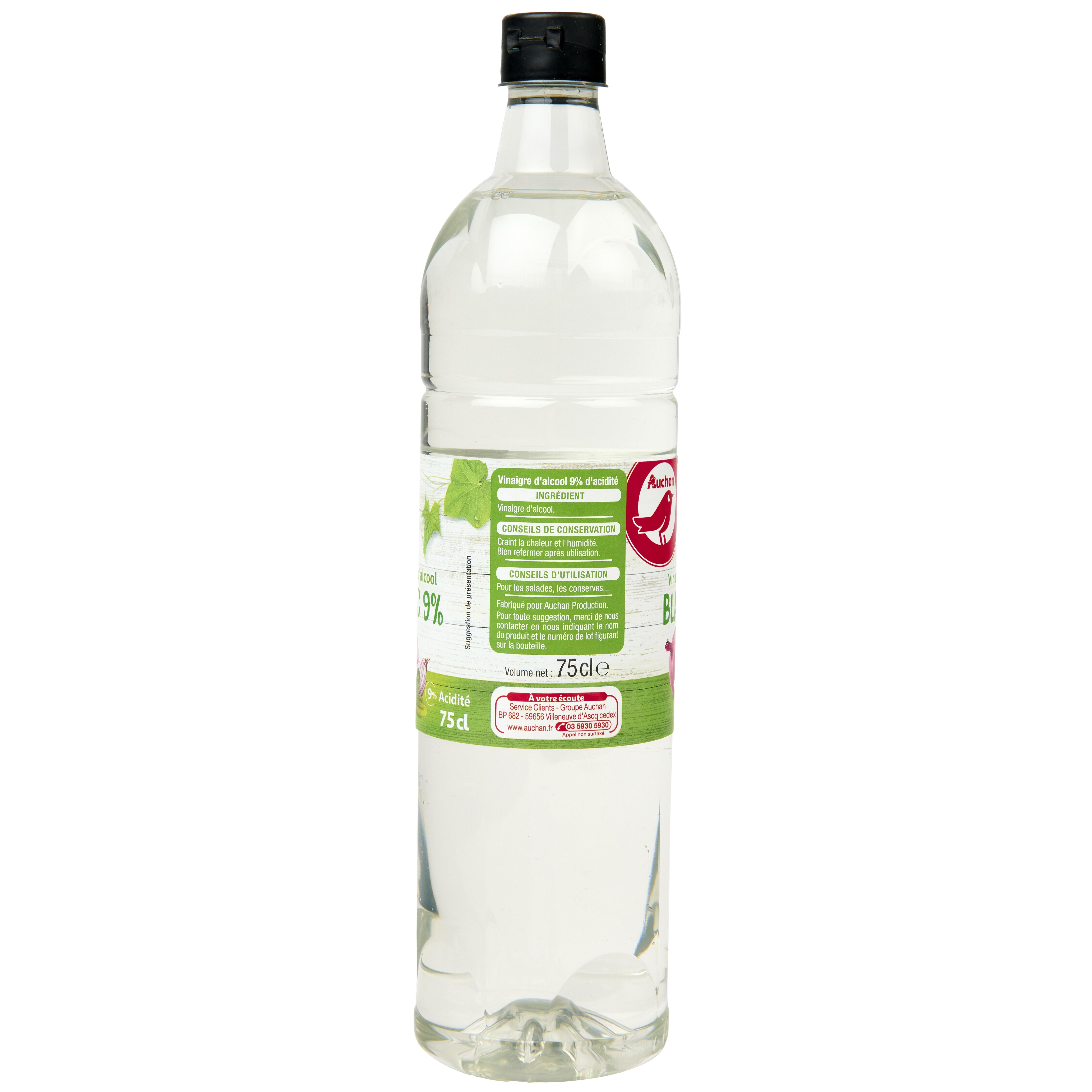 Voir la diapositive 2 : AUCHAN Vinaigre d'alcool blanc 9% d'acidité 75cl