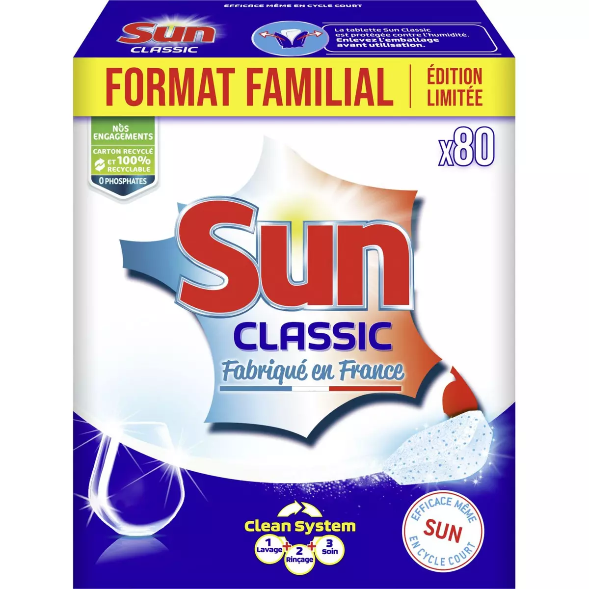 SUN Tablettes lave-vaisselle classiques format familial 80 tablettes