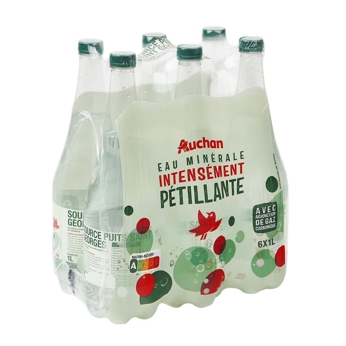 AUCHAN Eau minérale pétillante 6x1l