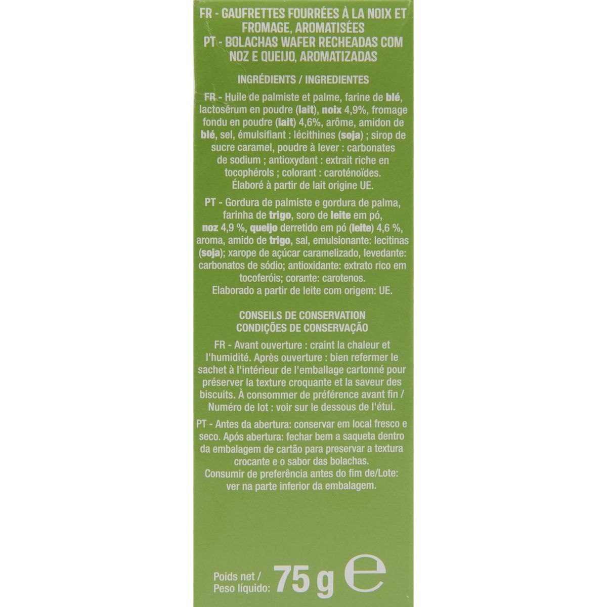 AUCHAN Gaufrettes noix fromage 75g