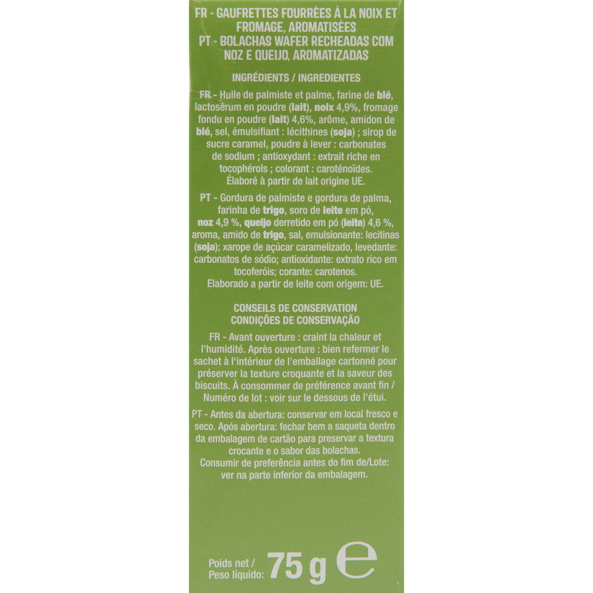 Voir la diapositive 3 : AUCHAN Gaufrettes noix fromage 75g