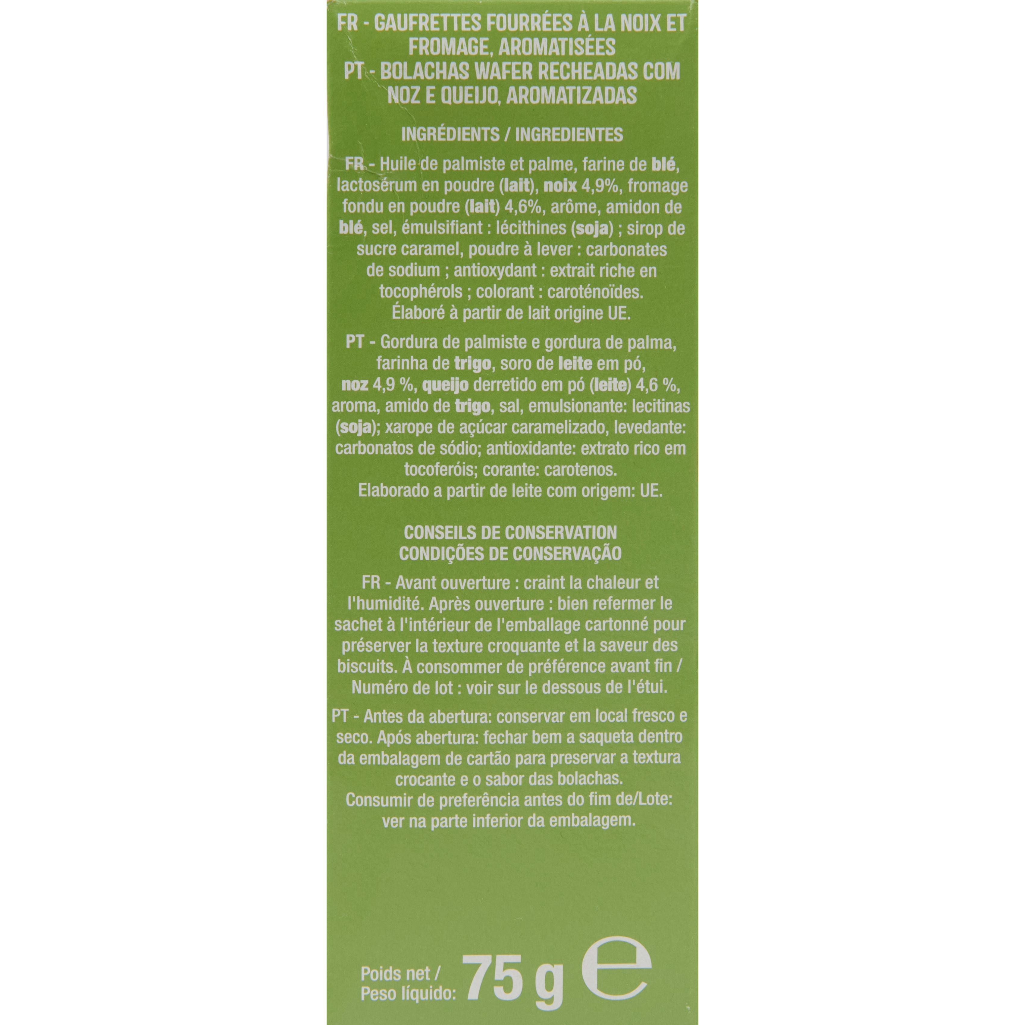 Voir la diapositive 4 : AUCHAN Gaufrettes noix fromage 75g