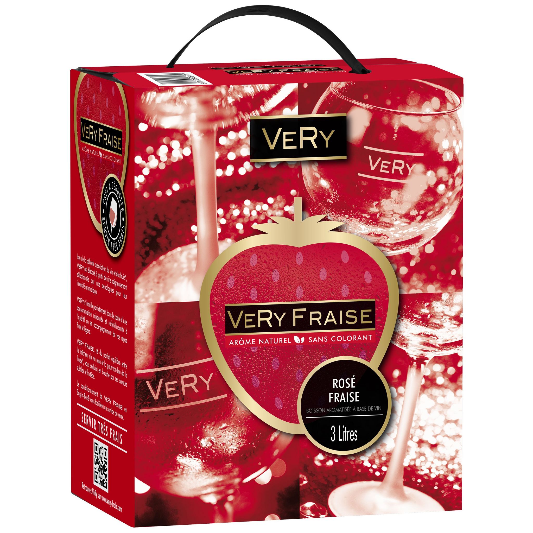 VERY Boisson à base de vin et d'arômes fraise rosé 3L