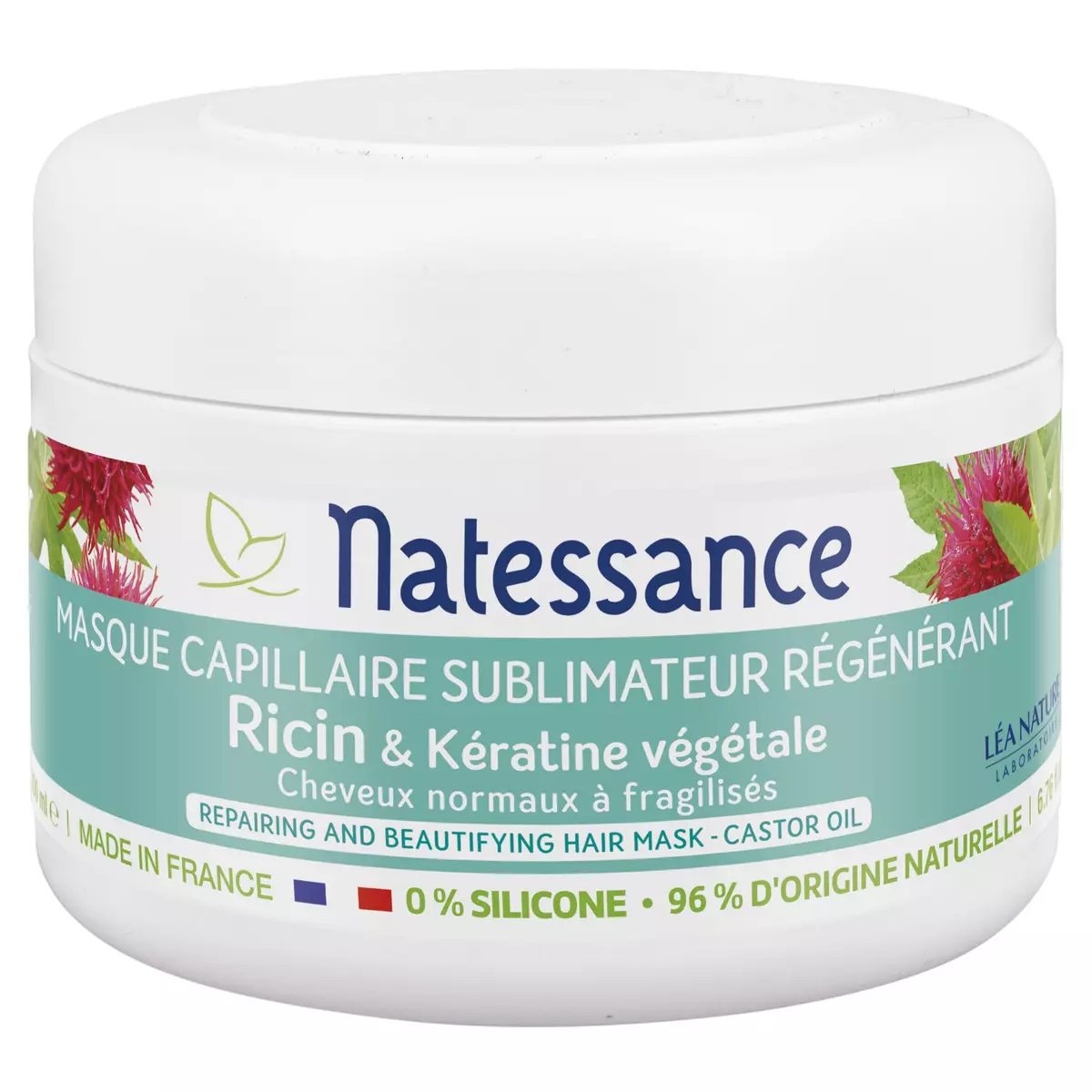 NATESSANCE Masque capillaire sublimateur régénérant ricin & kératine végétale 200ml