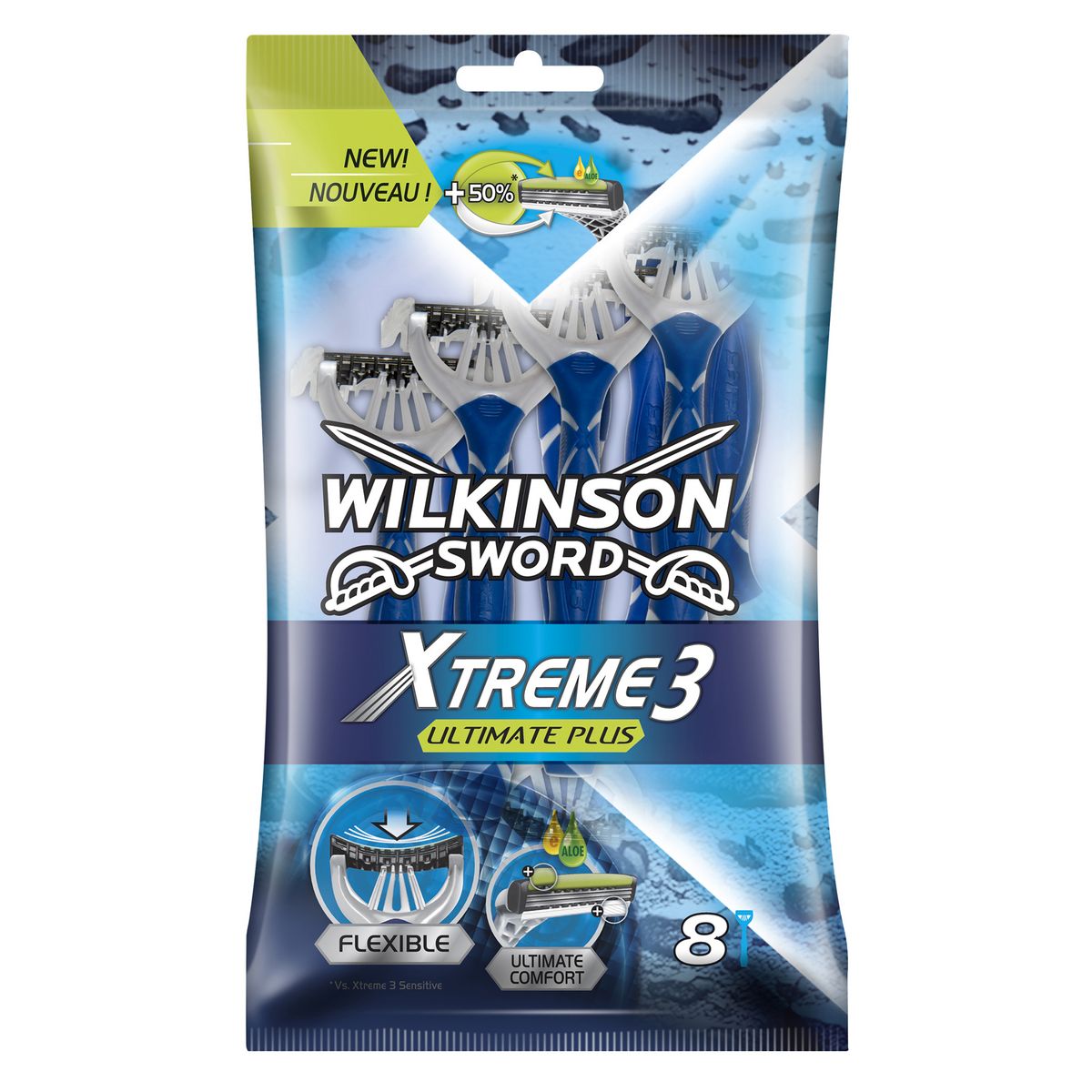 WILKINSON Xtreme 3 Rasoirs jetables ultimate comfort à tête flexible 8 rasoirs