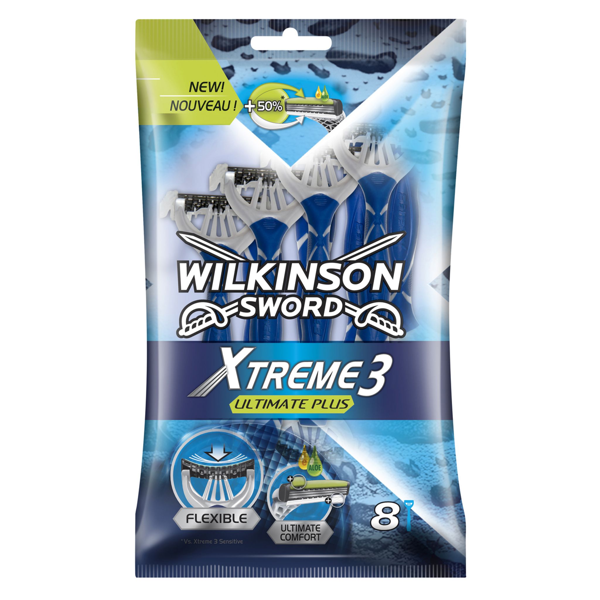 Voir la diapositive 2 : WILKINSON Xtreme 3 Rasoirs jetables ultimate comfort à tête flexible 8 rasoirs