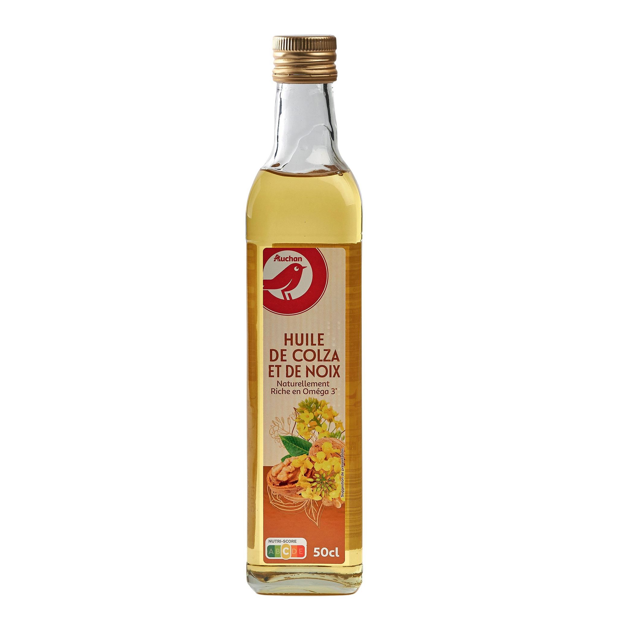 Voir la diapositive 2 : AUCHAN Huile de colza et noix spéciale salade 50cl
