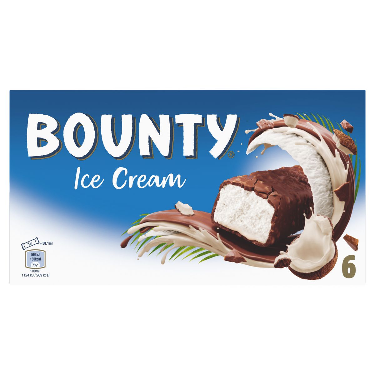 BOUNTY Barre glacée au chocolat et noix de coco  6 pièces 234g