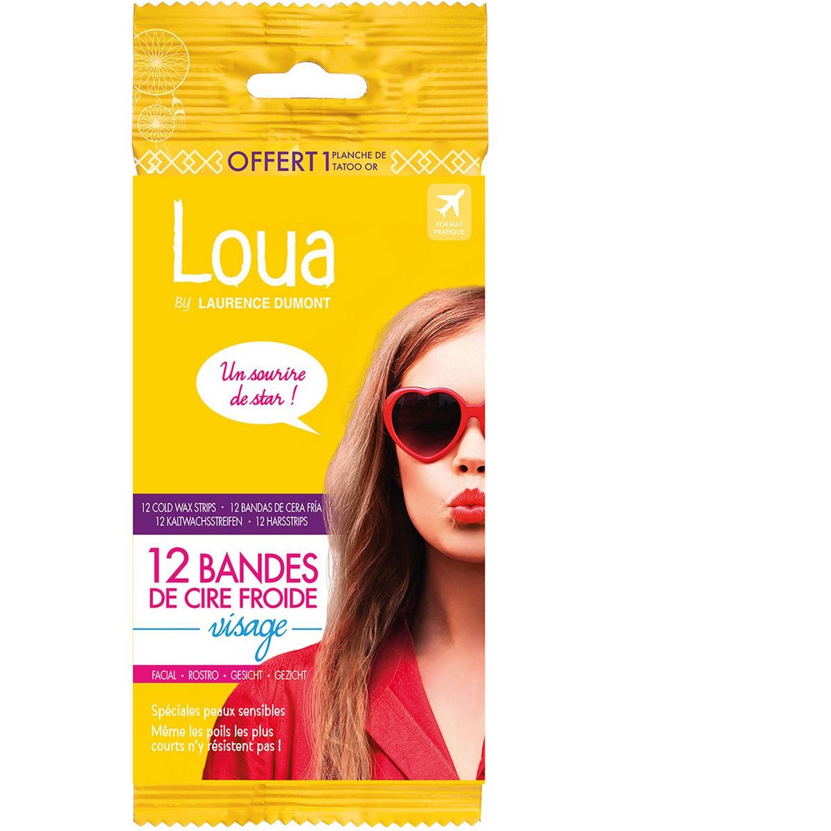 LOUA Bandes de cire froide visage peaux sensibles 12 bandes